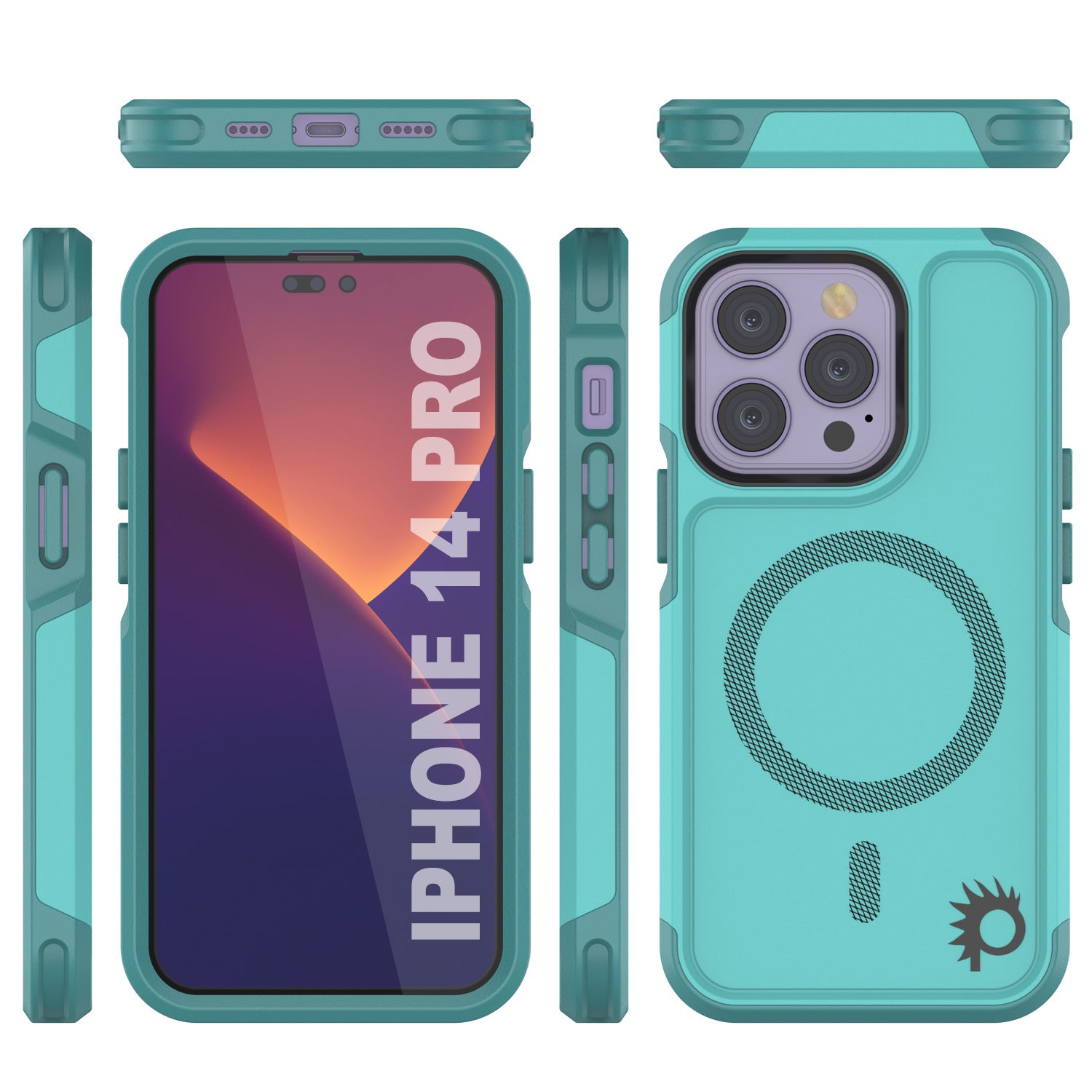 Capa PunkCase para iPhone 14 Pro, Série Spartan 2.0, Capa Resistente Clara com Protetor de Tela Incorporado [Azul]