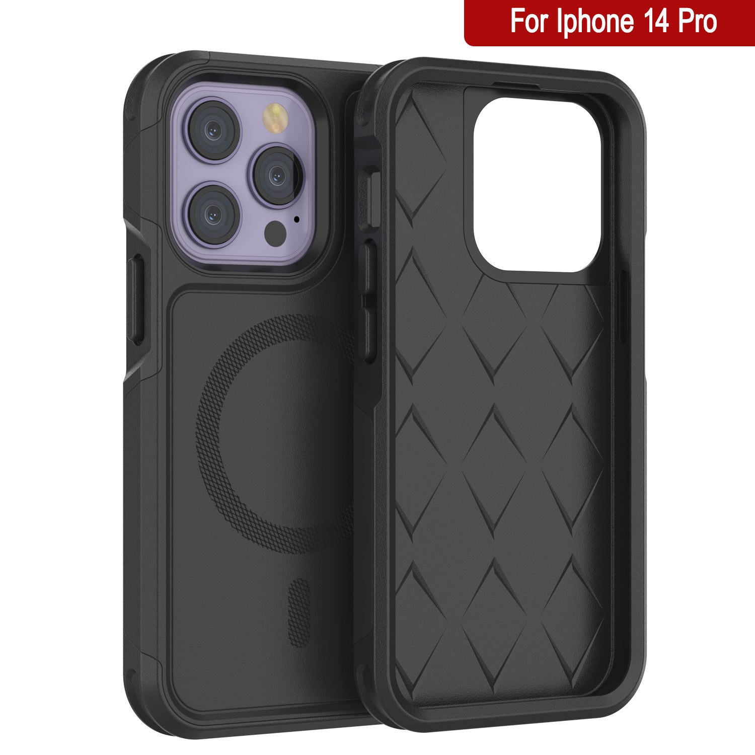 Capa PunkCase para iPhone 14 Pro, Série Spartan 2.0, Capa Resistente Transparente com Protetor de Tela Embutido [Preto]