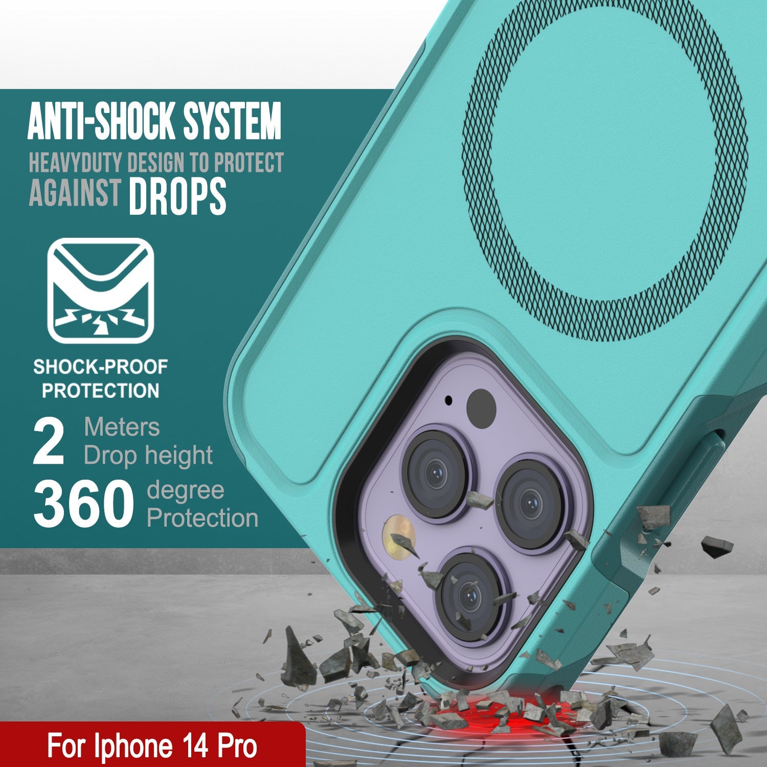 Capa PunkCase para iPhone 14 Pro, Série Spartan 2.0, Capa Resistente Clara com Protetor de Tela Incorporado [Azul]