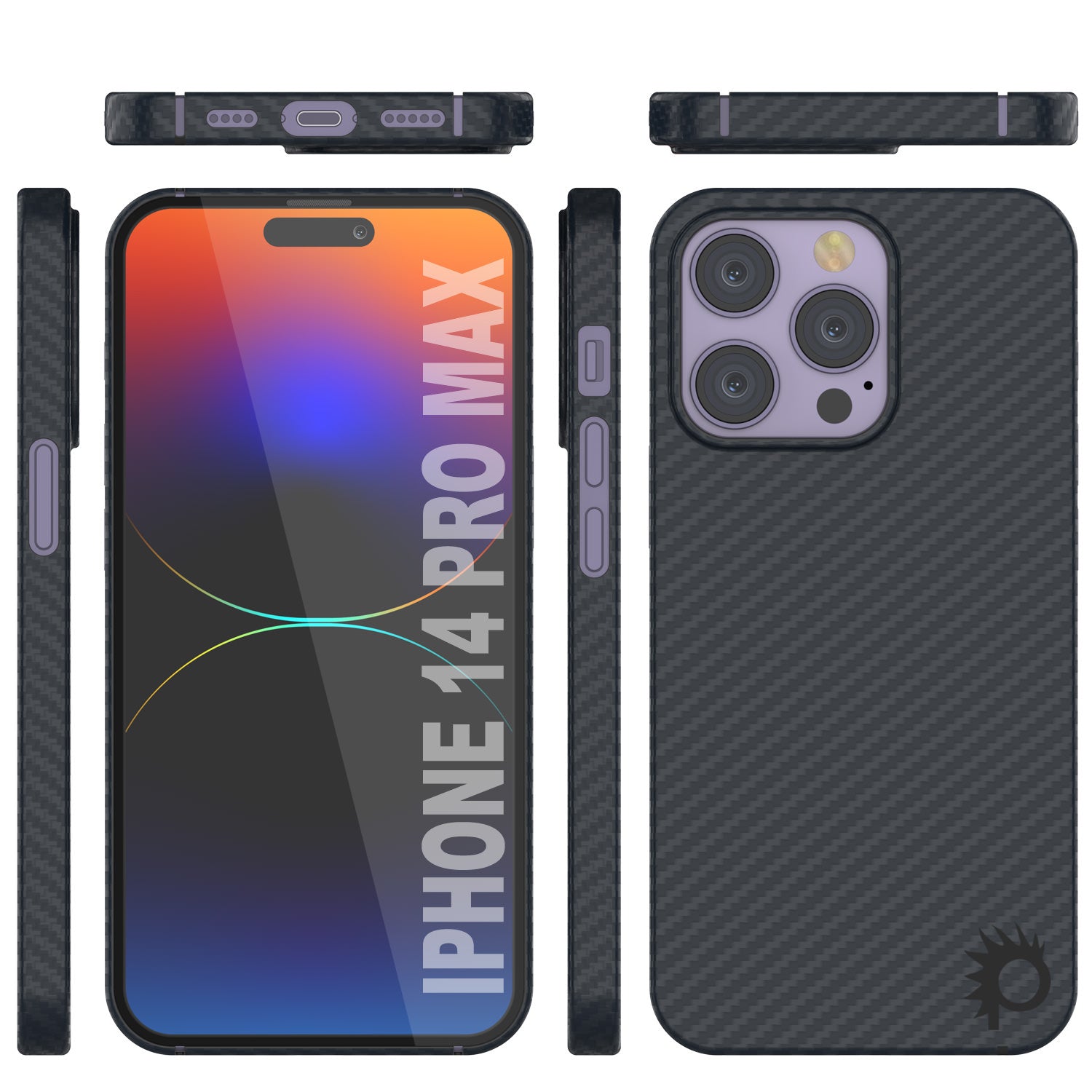 Capa de fibra de carbono Punkcase para iPhone 14 Pro Max [Série AramidShield] Ultra Fina e Leve Kevlar