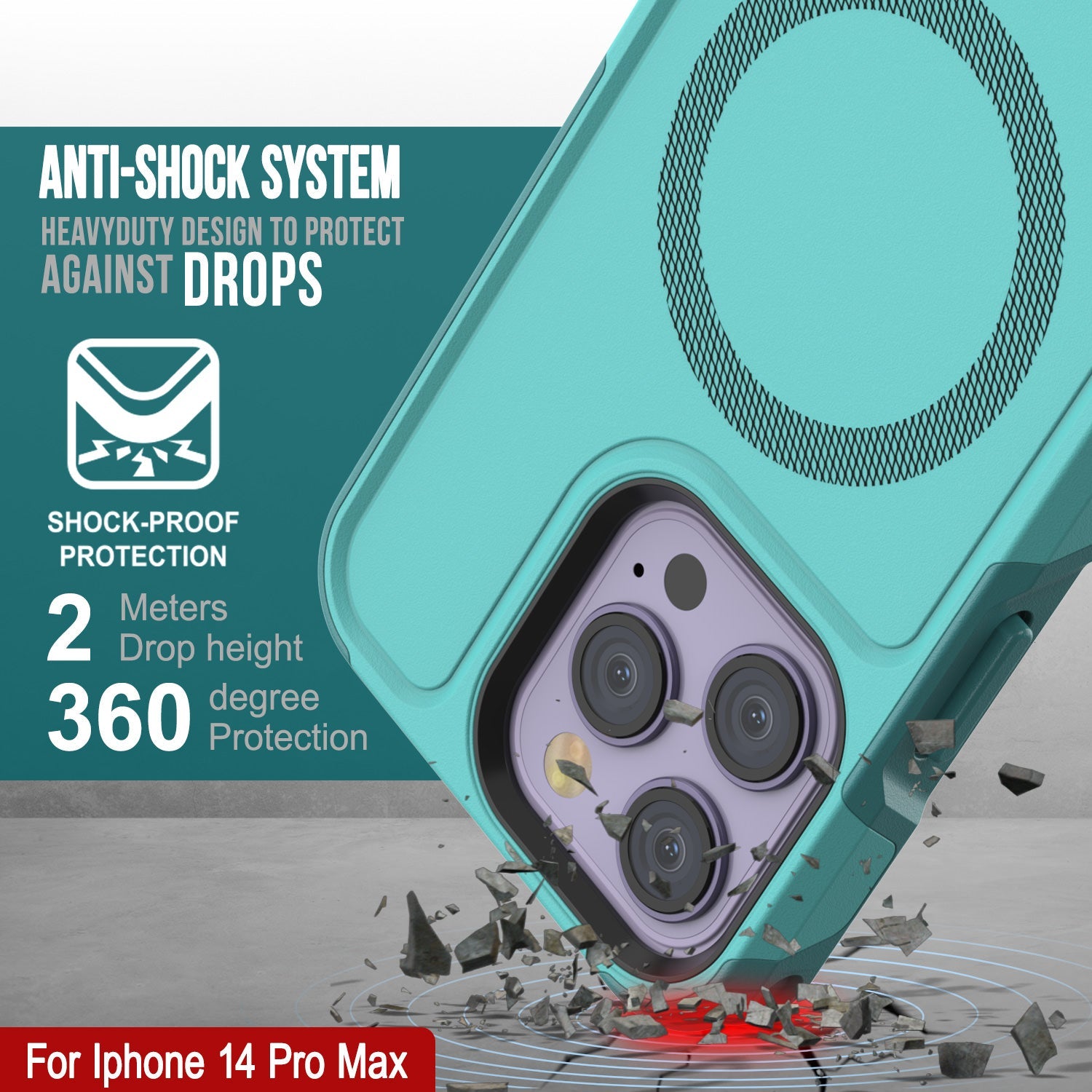 Capa PunkCase para iPhone 14 Pro Max, [Série Spartan 2.0] Capa Resistente Transparente com Protetor de Tela Embutido [Azul]