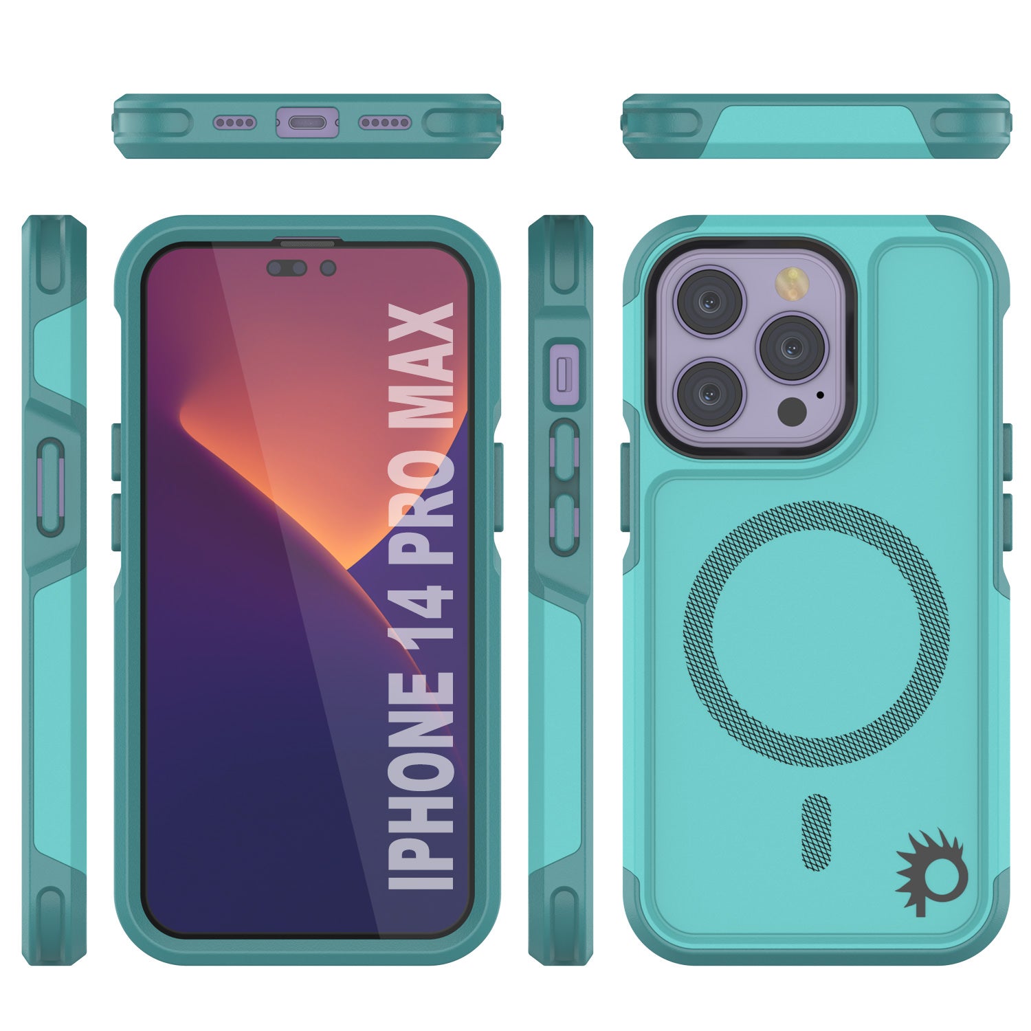 Capa PunkCase para iPhone 14 Pro Max, [Série Spartan 2.0] Capa Resistente Transparente com Protetor de Tela Embutido [Azul]