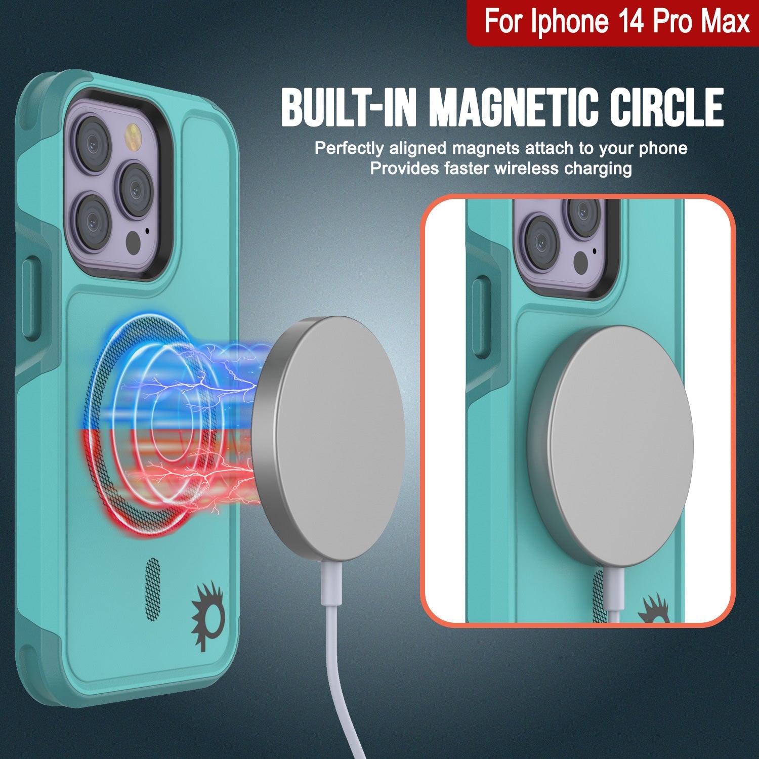 Capa PunkCase para iPhone 14 Pro Max, [Série Spartan 2.0] Capa Resistente Transparente com Protetor de Tela Embutido [Azul]