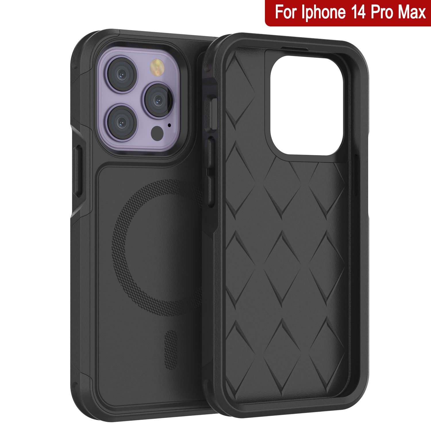 Capa PunkCase iPhone 14 Pro Max, Série Spartan 2.0 Transparente Resistente com Protetor de Tela Embutido [Preto]