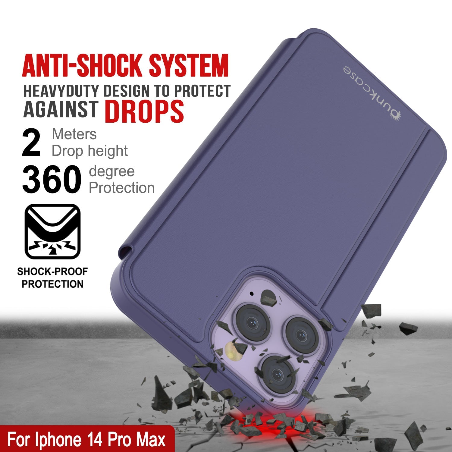 Capa Protetora Punkcase iPhone 14 Pro Max Reflector Capa Flip Protetora [Roxo]