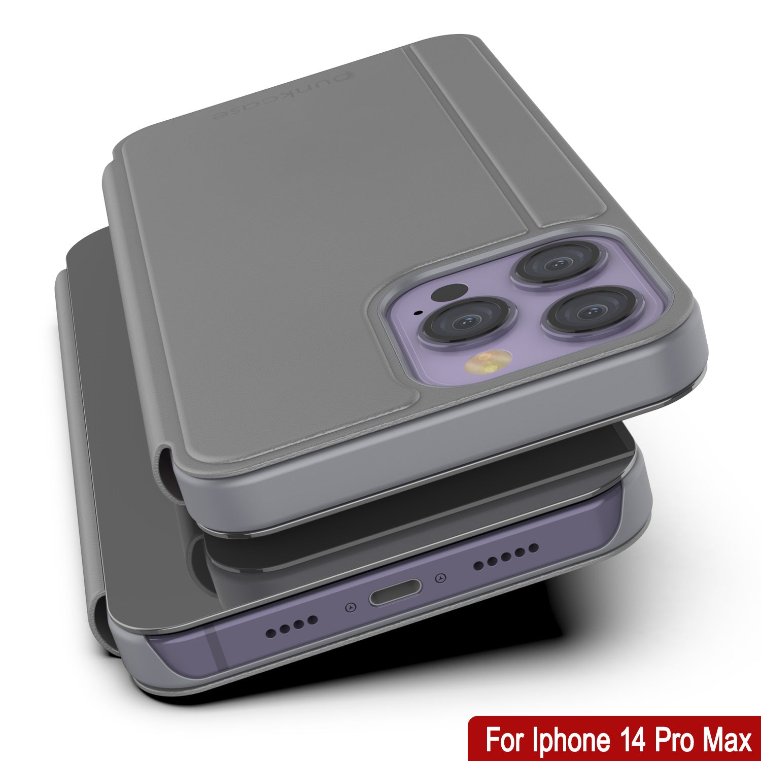 Capa protetora Punkcase iPhone 14 Pro Max Reflector Flip Cover [Prateado]