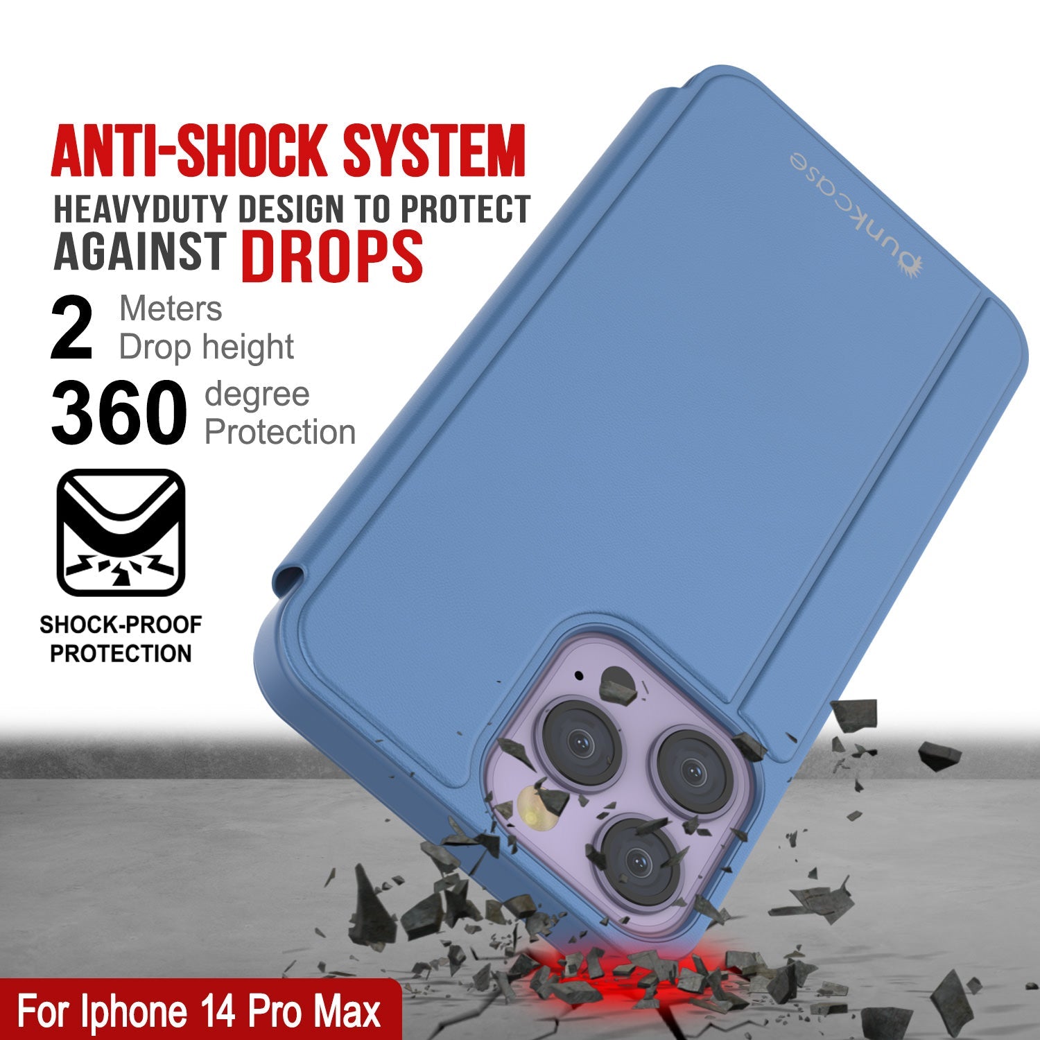 Capa protetora de estojo reflexivo Punkcase iPhone 14 Pro Max [Azul]