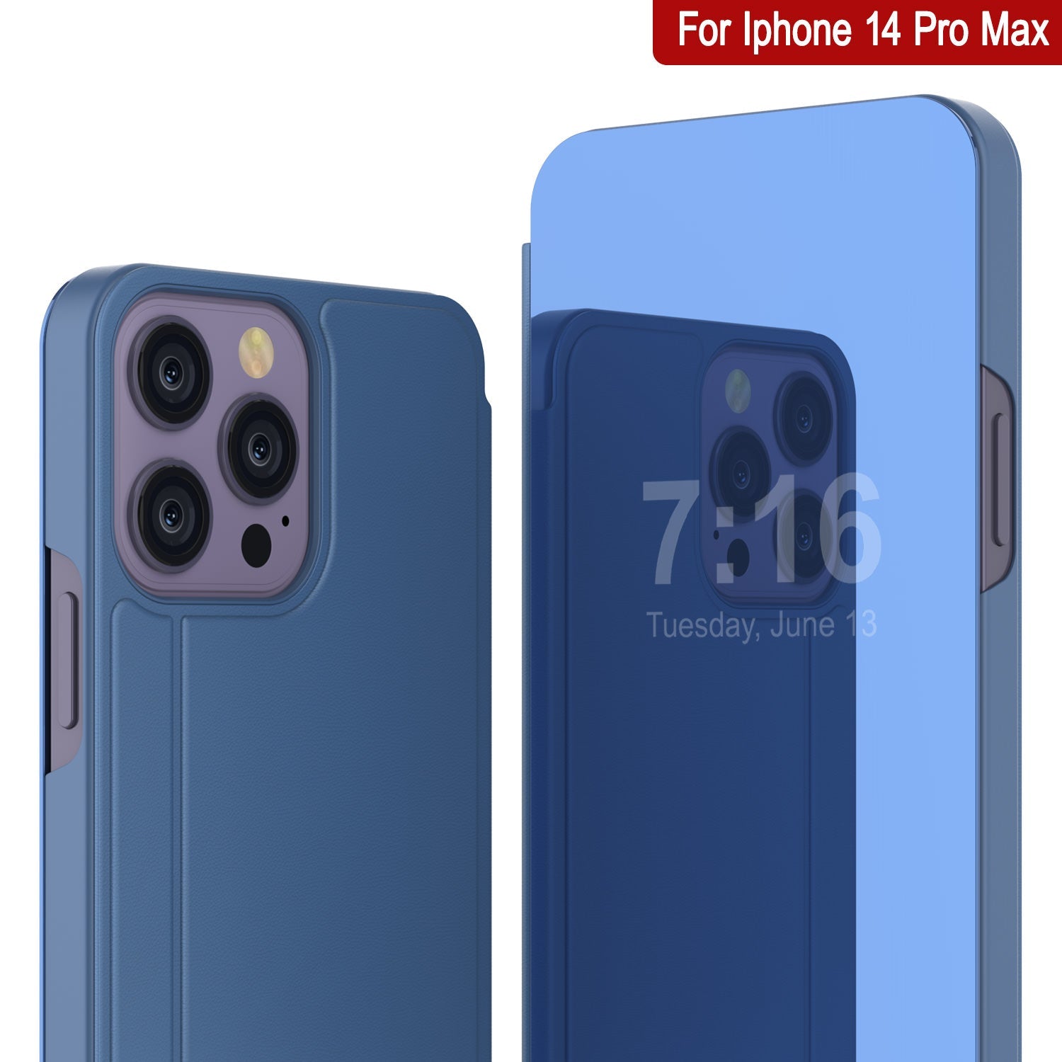 Capa protetora de estojo reflexivo Punkcase iPhone 14 Pro Max [Azul]
