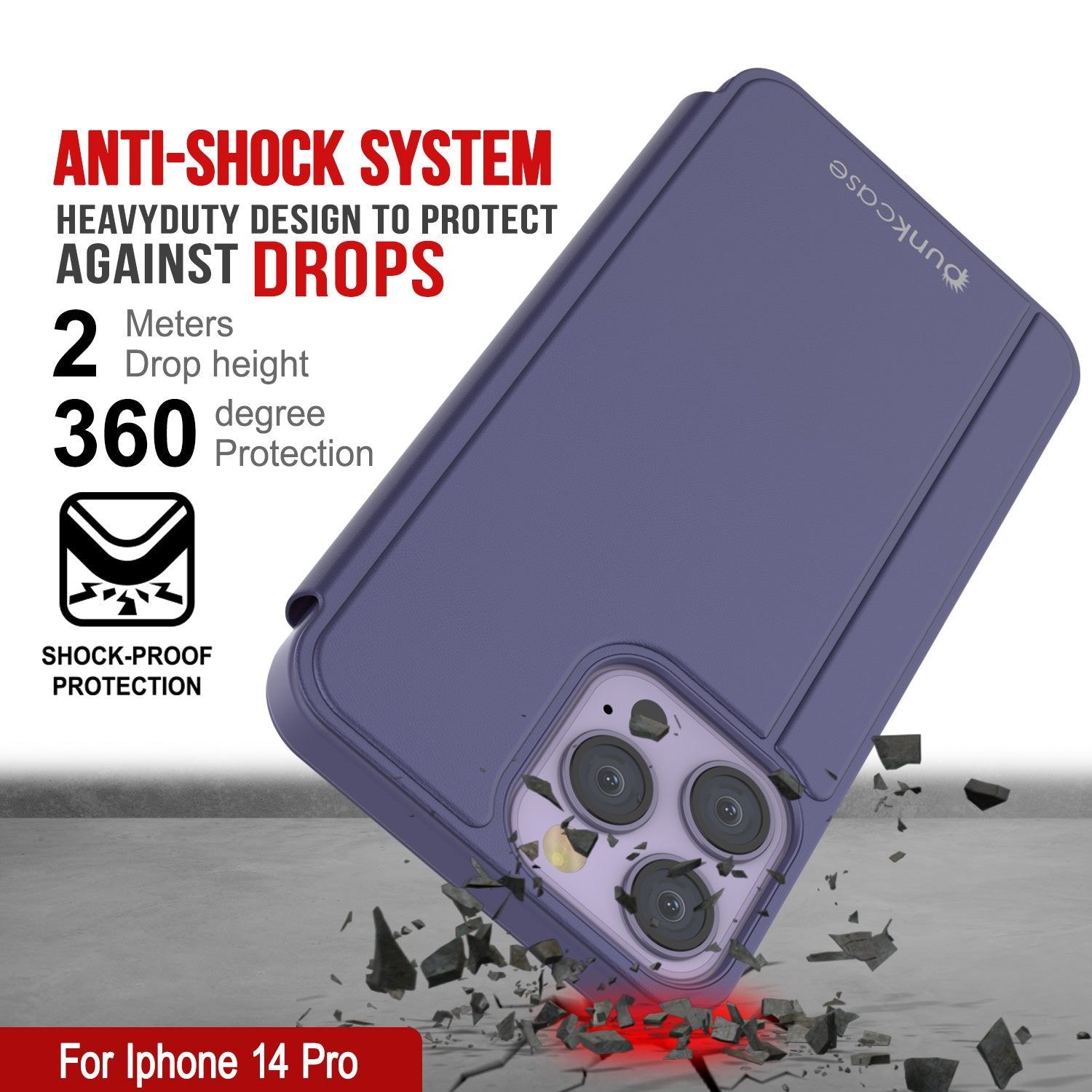 Capa Protetora Punkcase Refletora para iPhone 14 Pro [Roxo]