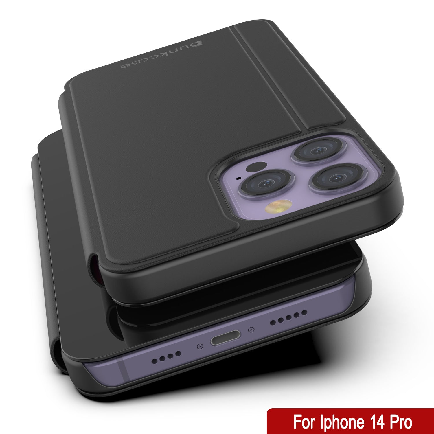Capa protetora Punkcase iPhone 14 Pro Reflector Flip Cover [Preto]