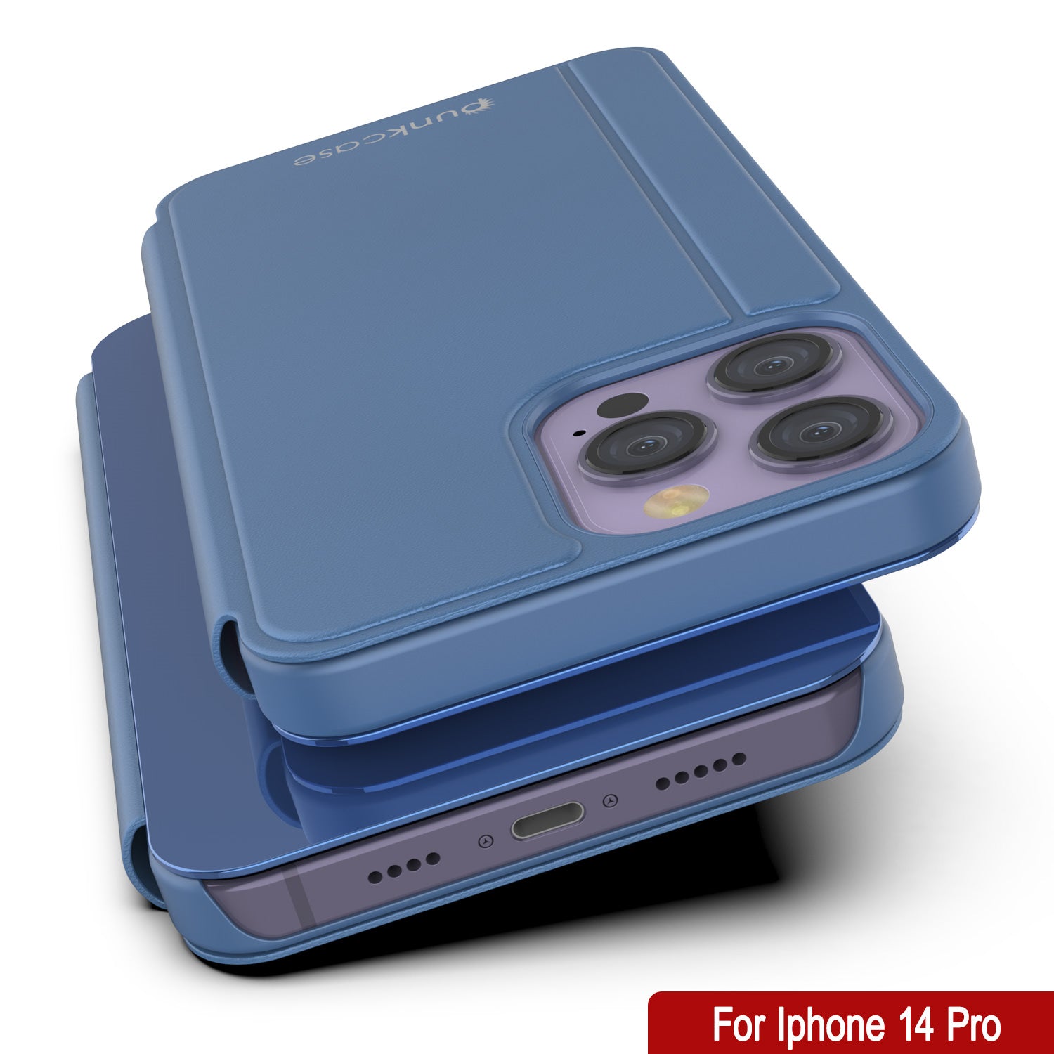 Capa protetora Punkcase iPhone 14 Pro Reflector Capa protetora Flip [Azul]