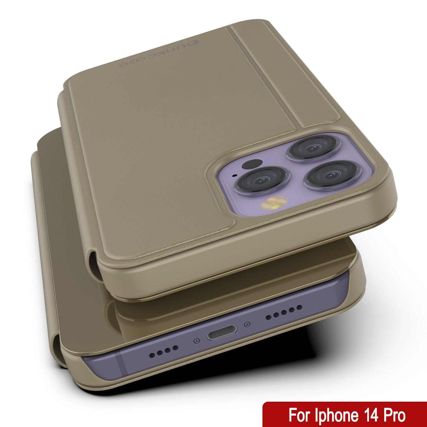 Capa protetora Punkcase Reflector para iPhone 14 Pro - Capa Flip [Ouro]