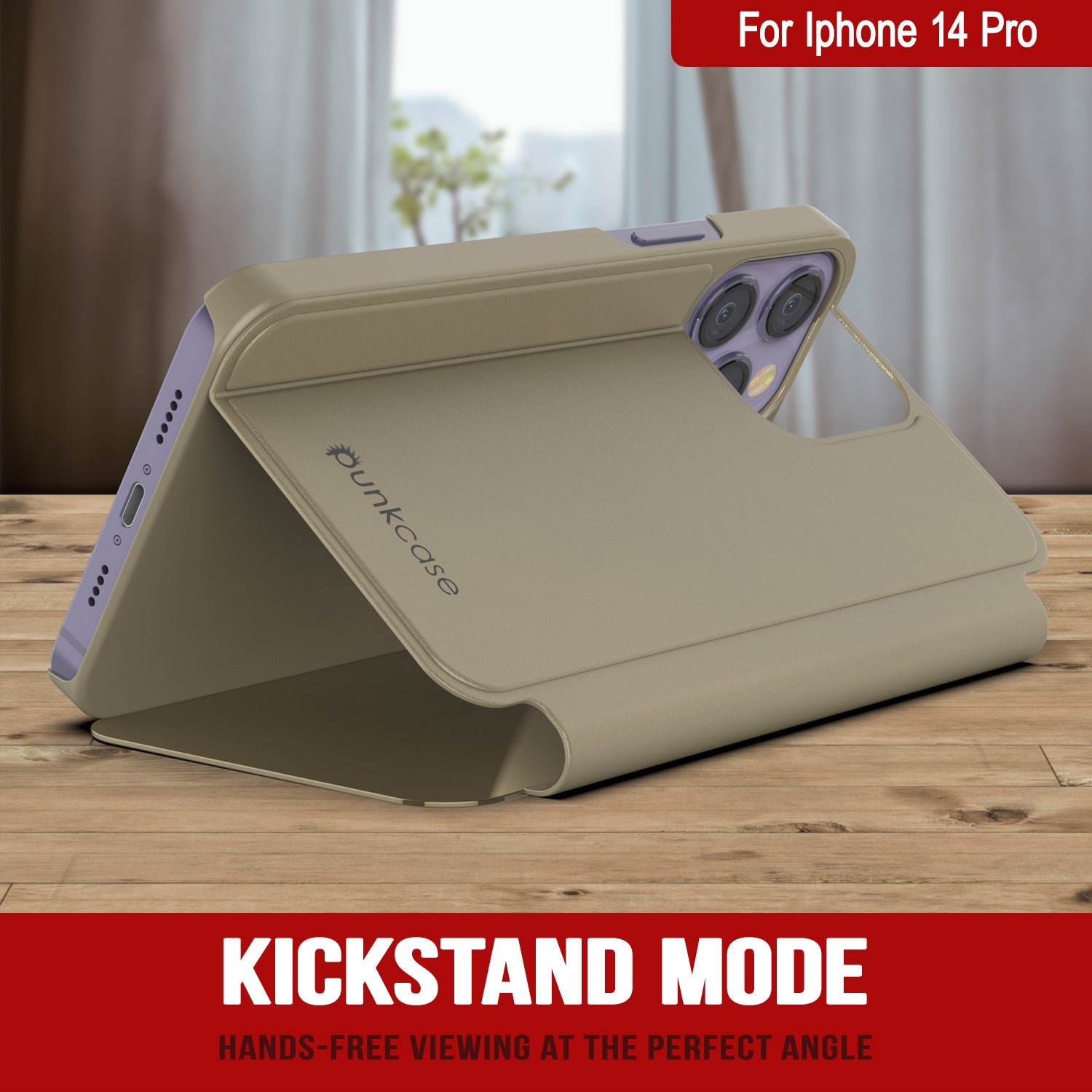 Capa protetora Punkcase Reflector para iPhone 14 Pro - Capa Flip [Ouro]