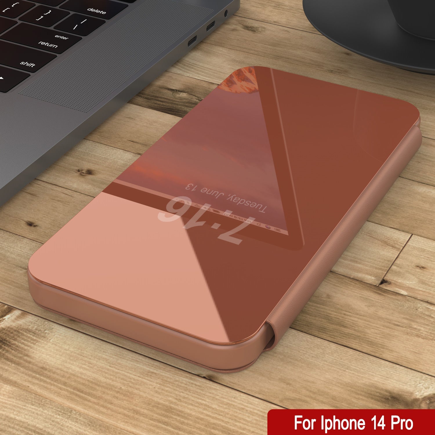 Capa Protetora Punkcase iPhone 14 Pro Reflector Capa Protetora Flip [Rosa]