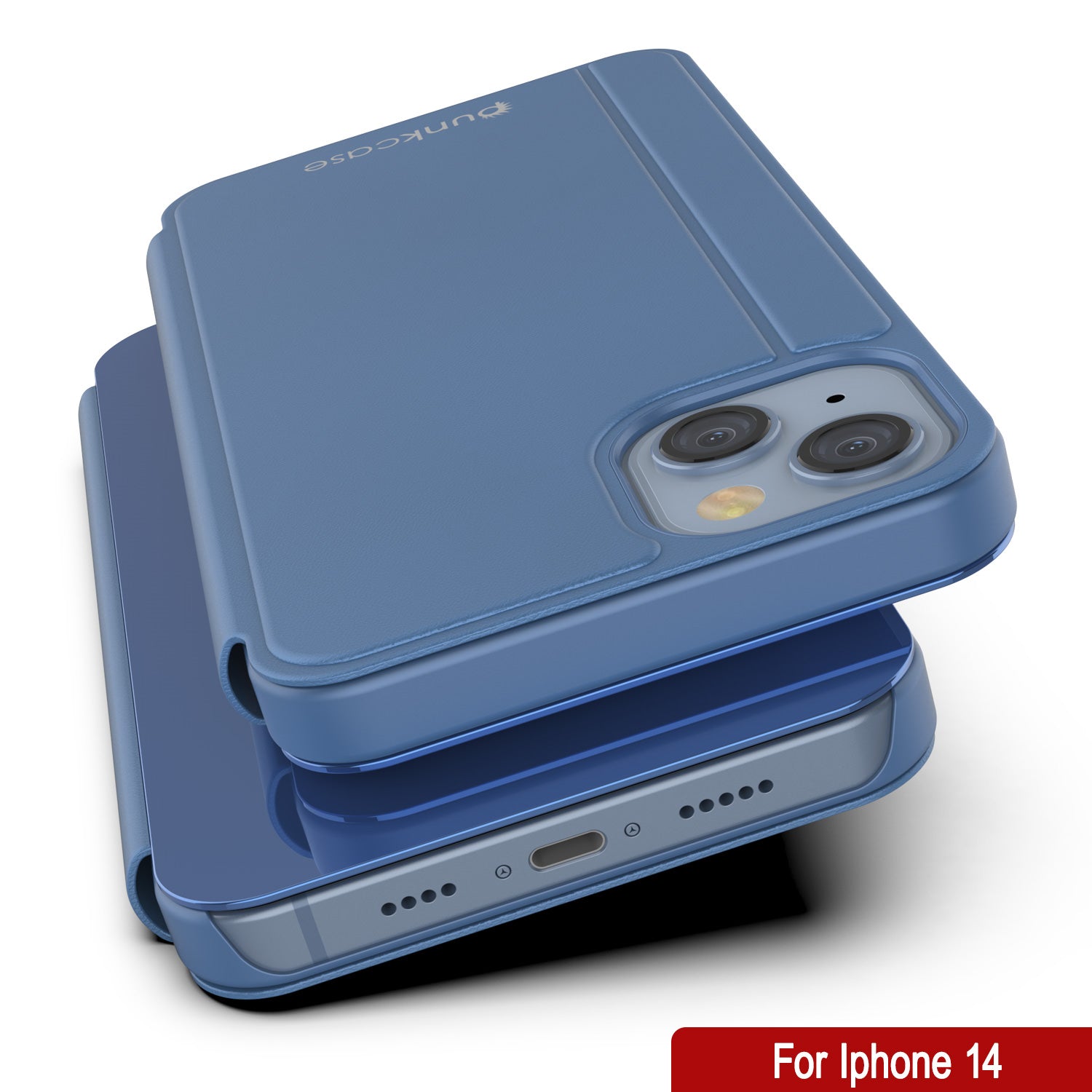 Capa protetora Punkcase Reflector para iPhone 14 com tampa flip [Azul]