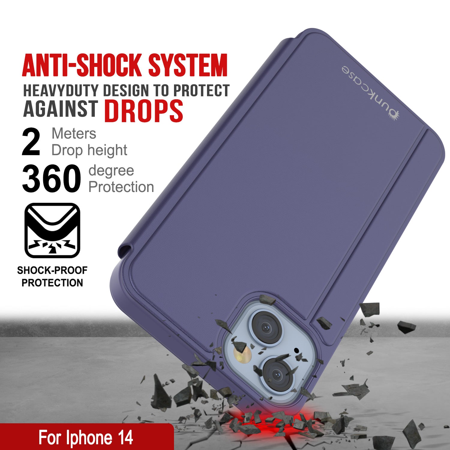 Capa Protetora Punkcase iPhone 14 Reflector Flip Cover [Roxa]