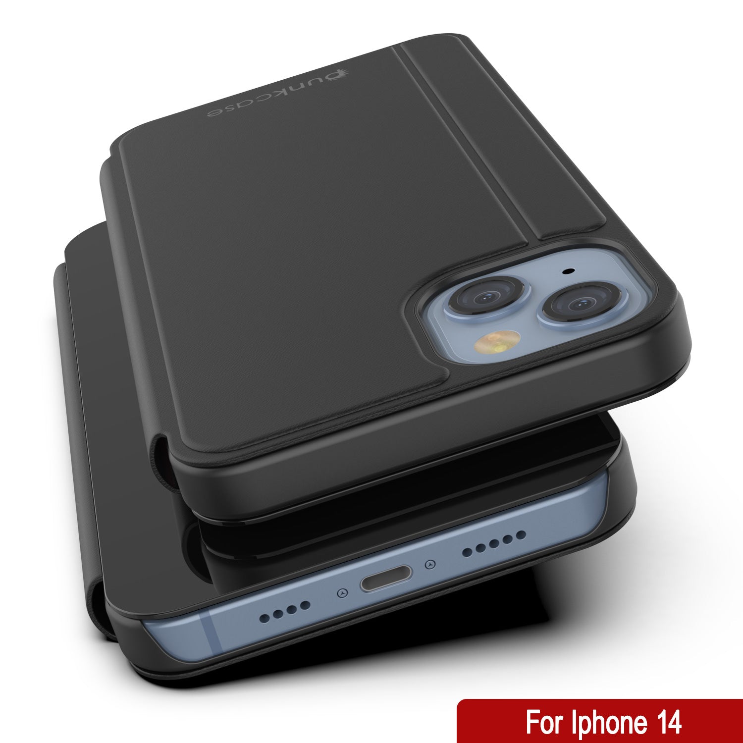 Capa de proteção Punkcase iPhone 14 Reflector Flip Cover [Preto]