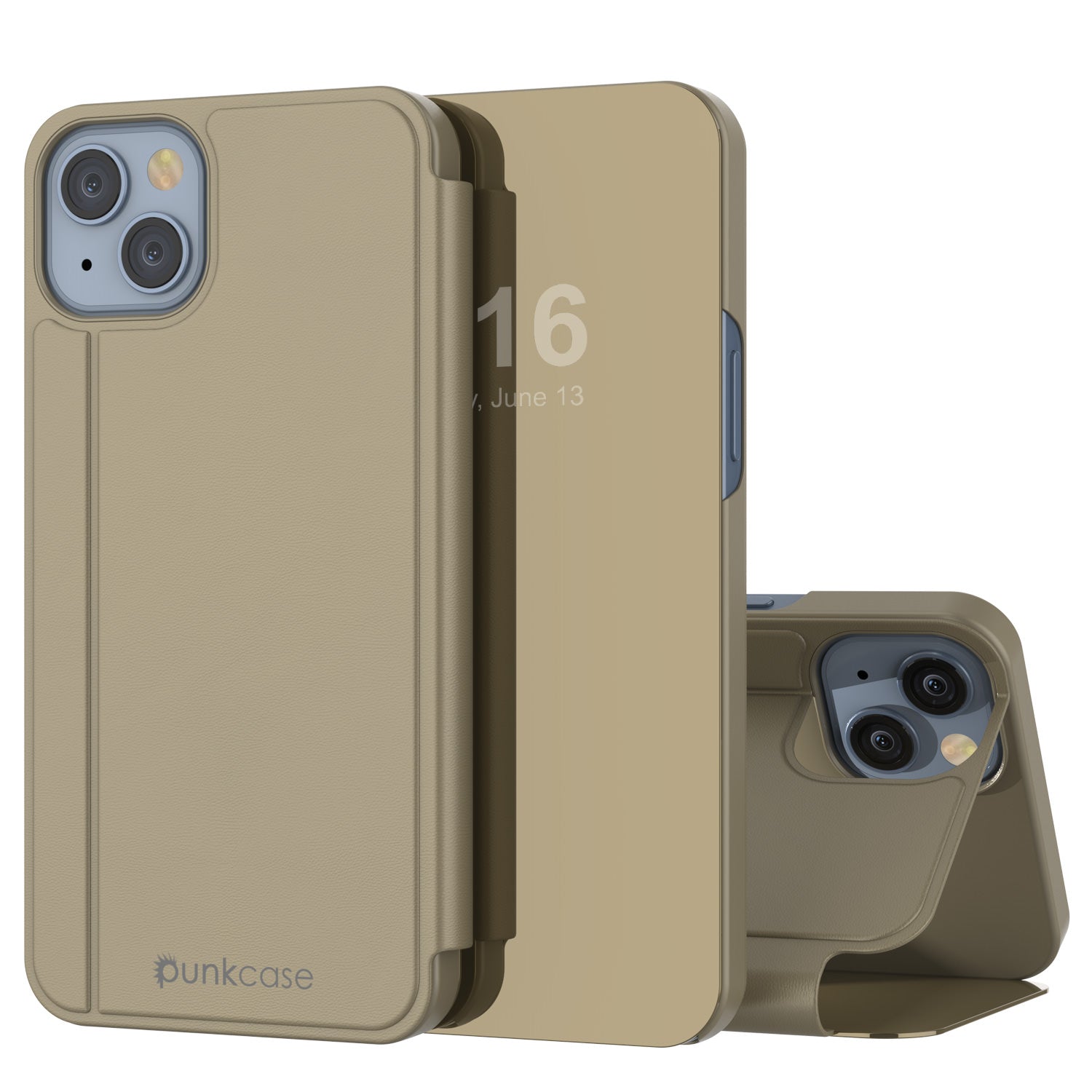 Capa Protetora Punkcase para iPhone 14 com Flip Cover Refletor [Dourado]