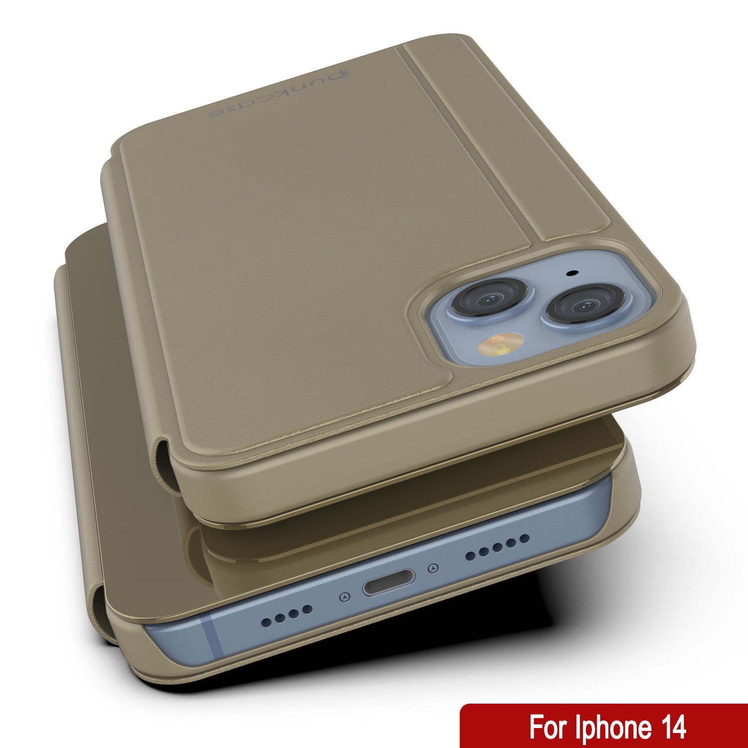Capa Protetora Punkcase para iPhone 14 com Flip Cover Refletor [Dourado]