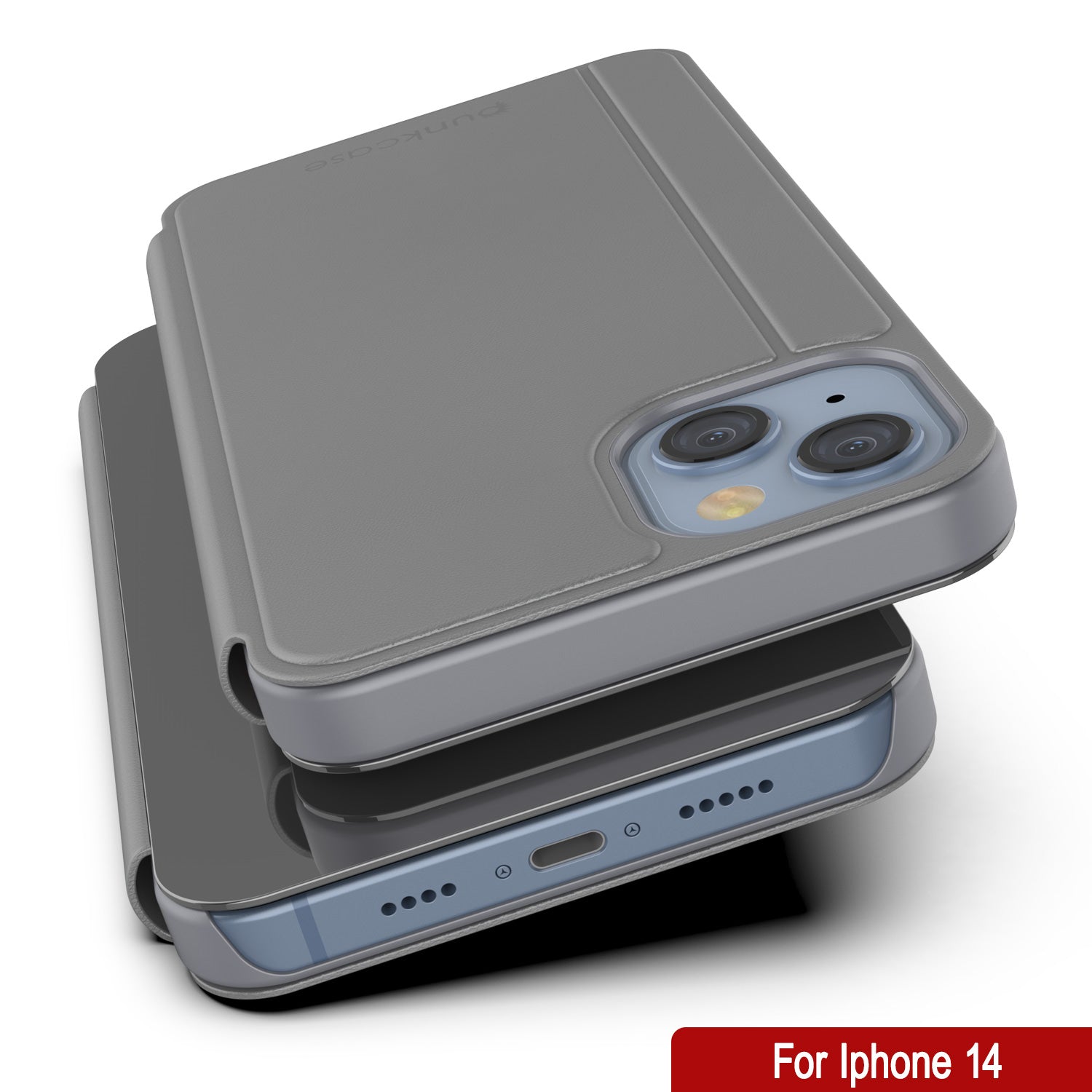 Capa protetora Punkcase para iPhone 14 Reflector Flip Cover [Prateado]