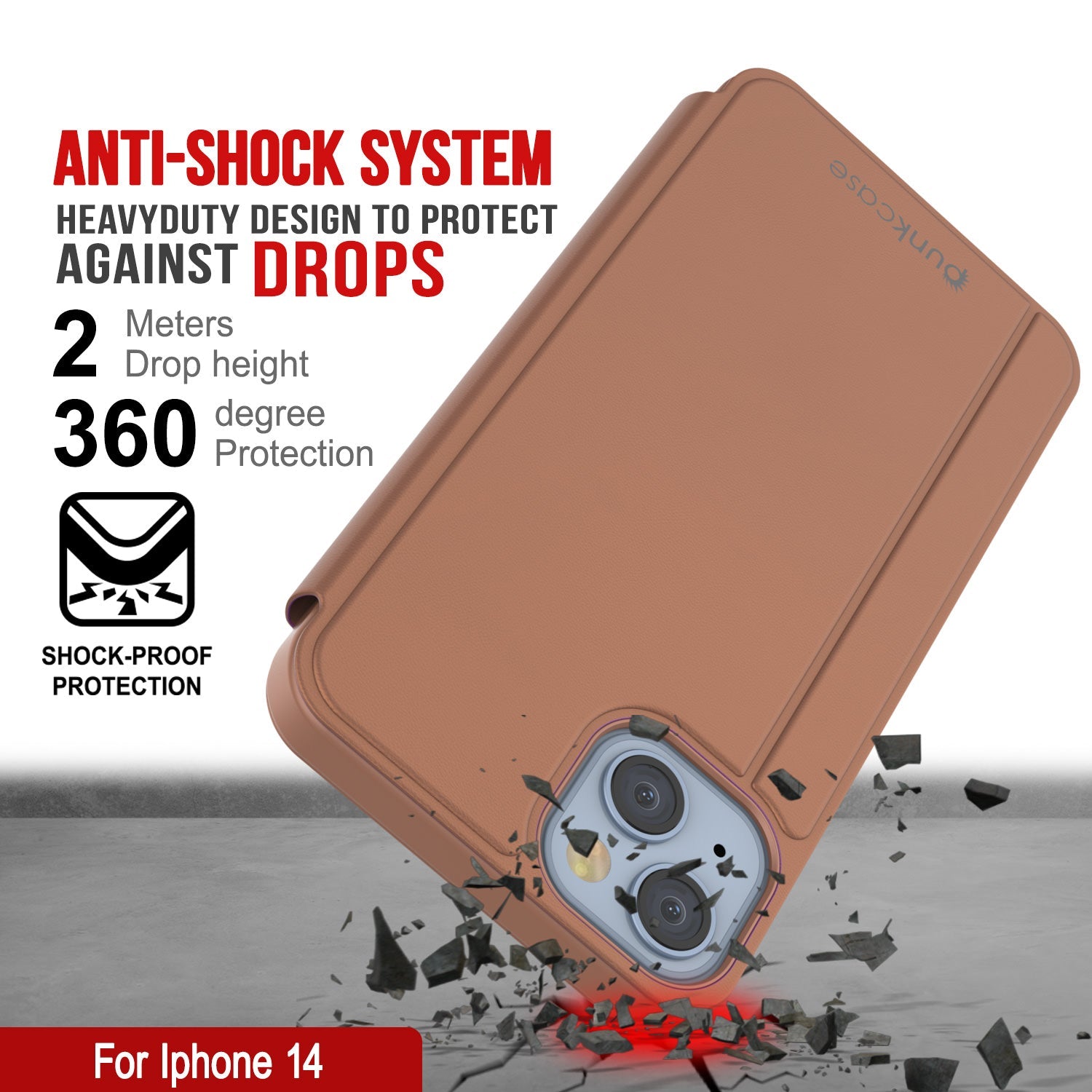 Capa protetora Punkcase iPhone 14 Reflector Cover Flip [Rosa]