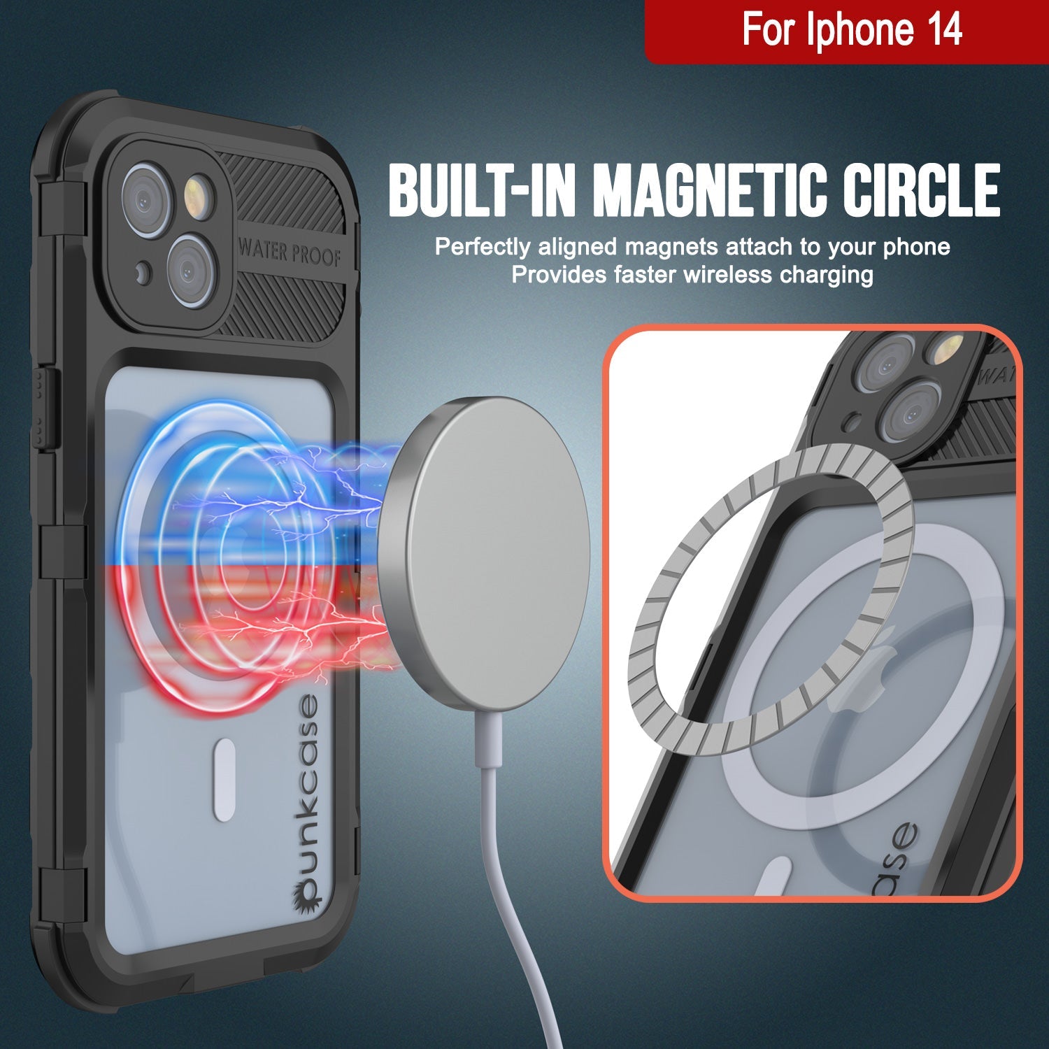 Capa à prova d'água de alumínio da série iPhone 14 Metal Extreme 2.0 IP68 com protetor de tela embutido [Preto]