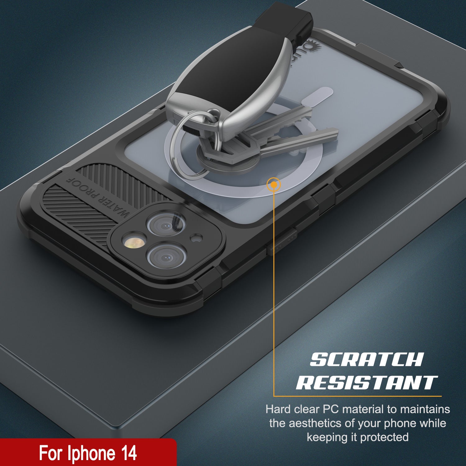 Capa à prova d'água de alumínio da série iPhone 14 Metal Extreme 2.0 IP68 com protetor de tela embutido [Preto]