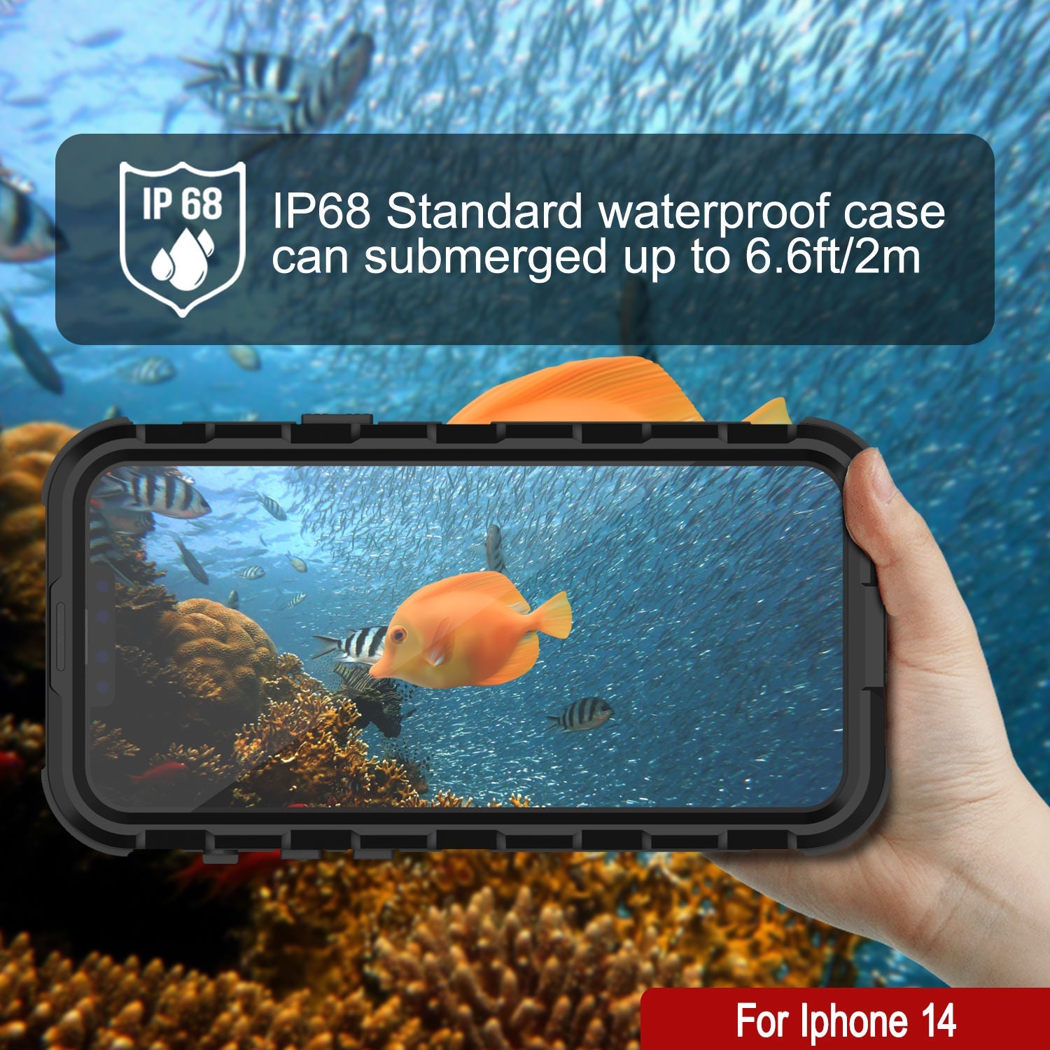 Capa à prova d'água de alumínio da série iPhone 14 Metal Extreme 2.0 IP68 com protetor de tela embutido [Preto]