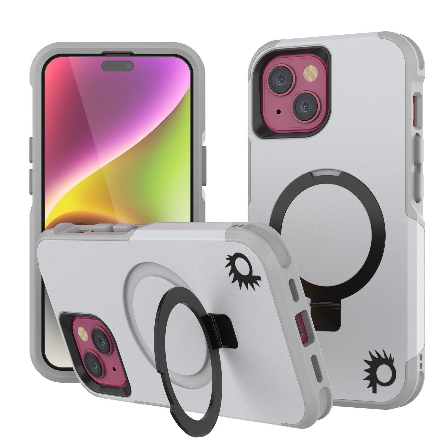PunkCase iPhone 15 Case, [Spartan 2.0 Series] Clear Rugged Heavy Duty Cover W/Built in Screen Protector [white]
