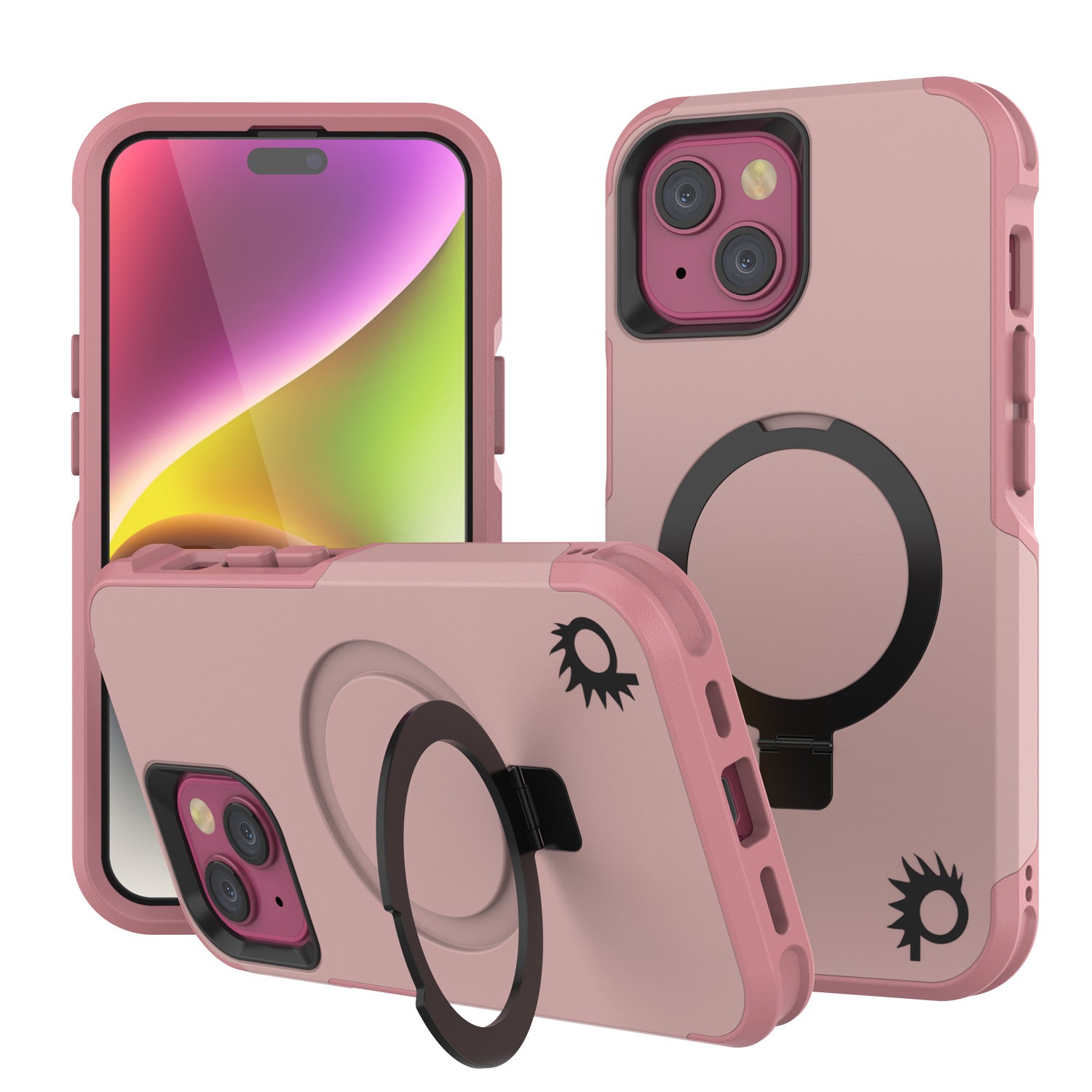 PunkCase iPhone 15 Case, [Spartan 2.0 Series] Clear Rugged Heavy Duty Cover W/Built in Screen Protector [pink]