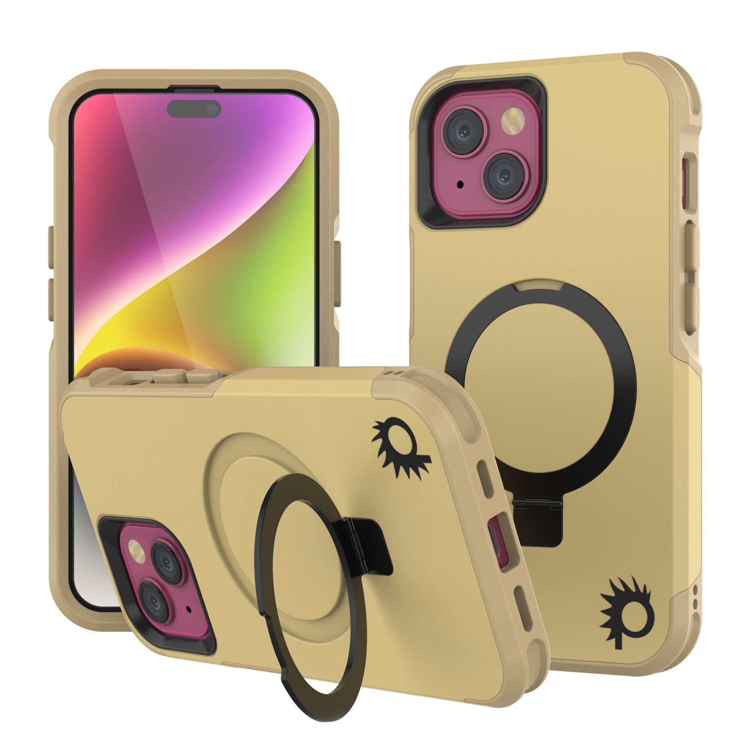 PunkCase iPhone 15 Case, [Spartan 2.0 Series] Clear Rugged Heavy Duty Cover W/Built in Screen Protector [yellow]