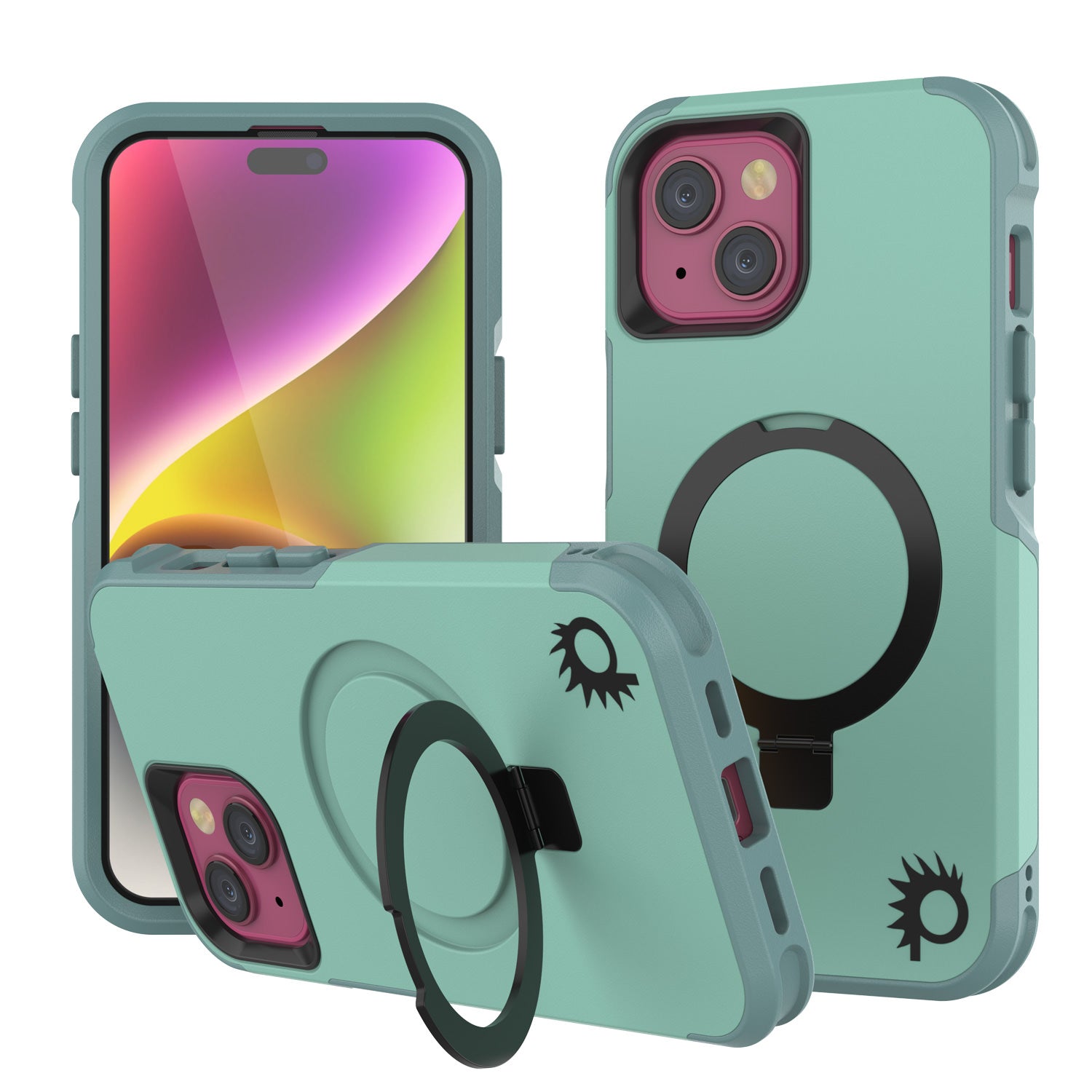 PunkCase iPhone 15 Case, [Spartan 2.0 Series] Clear Rugged Heavy Duty Cover W/Built in Screen Protector [teal]