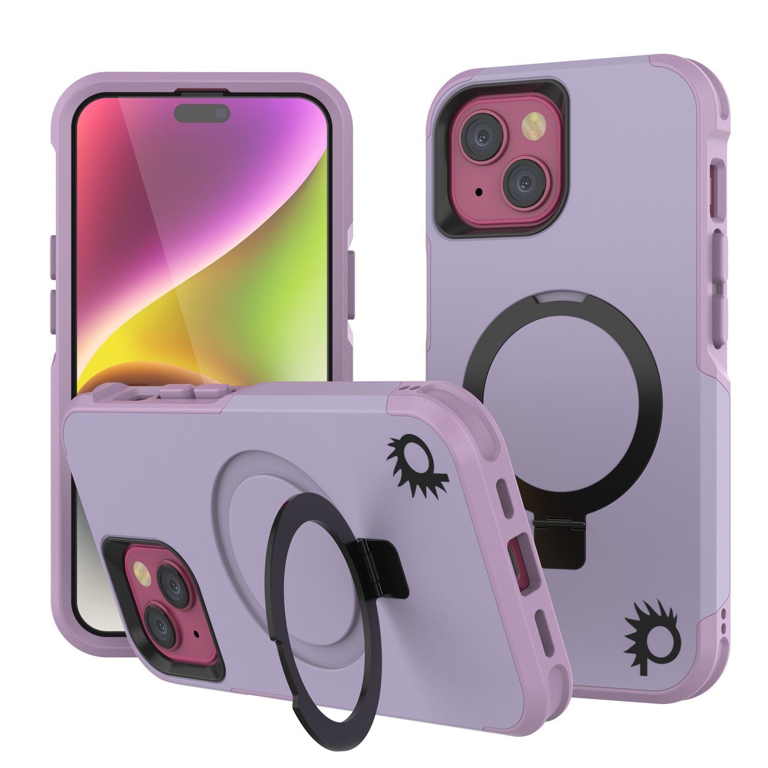 PunkCase iPhone 15 Case, [Spartan 2.0 Series] Clear Rugged Heavy Duty Cover W/Built in Screen Protector [lilac]