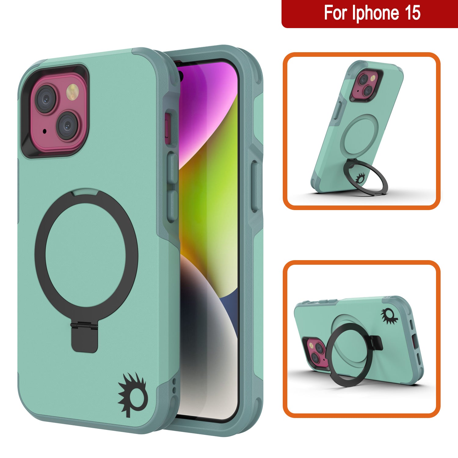 PunkCase iPhone 15 Case, [Spartan 2.0 Series] Clear Rugged Heavy Duty Cover W/Built in Screen Protector [teal]