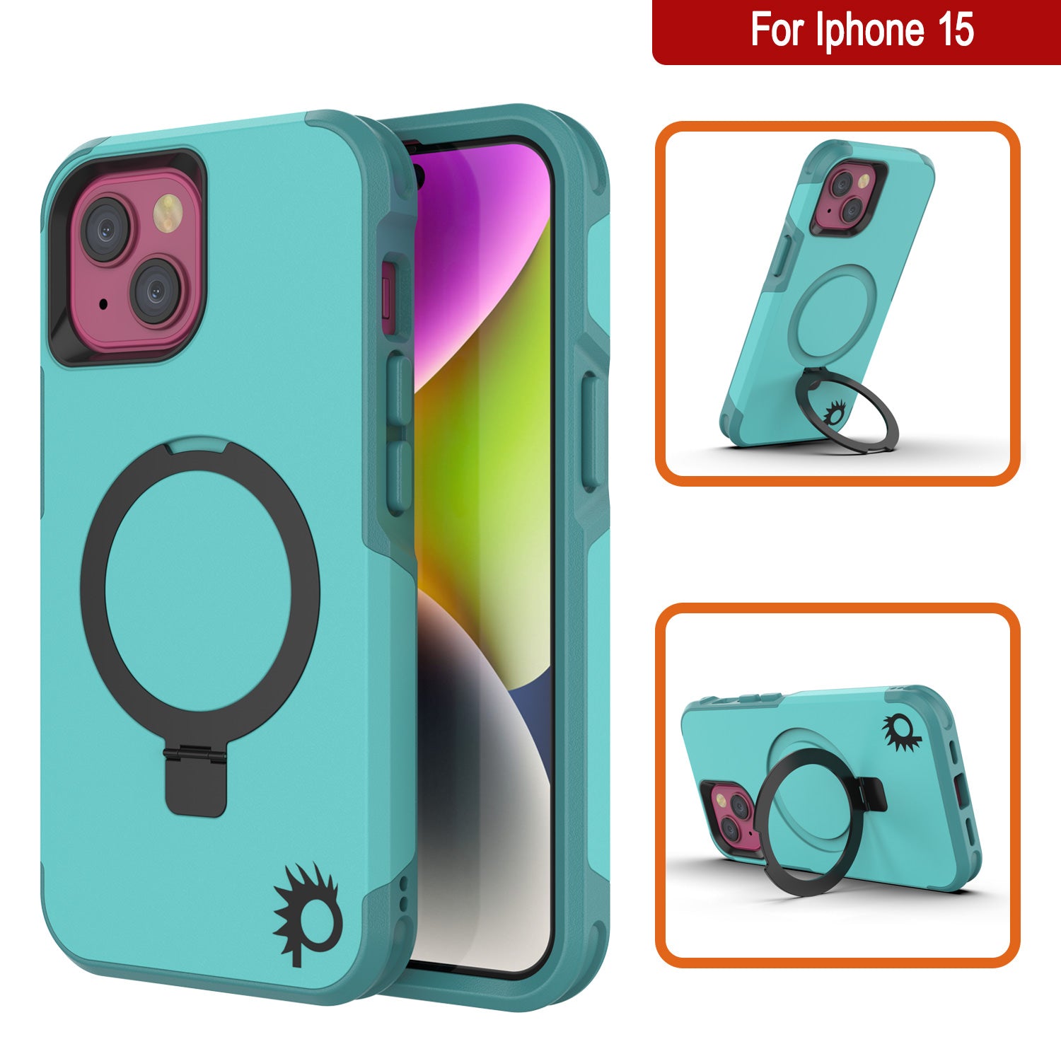 PunkCase iPhone 15 Case, [Spartan 2.0 Series] Clear Rugged Heavy Duty Cover W/Built in Screen Protector [Blue]