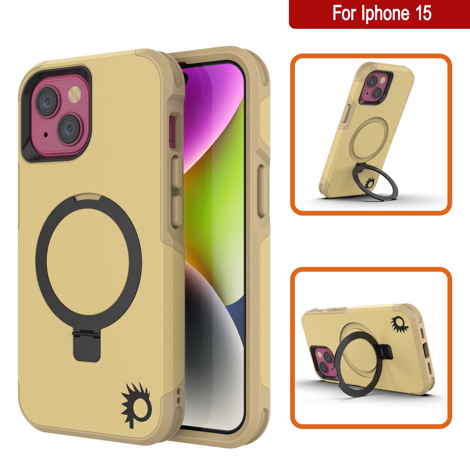 PunkCase iPhone 15 Case, [Spartan 2.0 Series] Clear Rugged Heavy Duty Cover W/Built in Screen Protector [yellow]