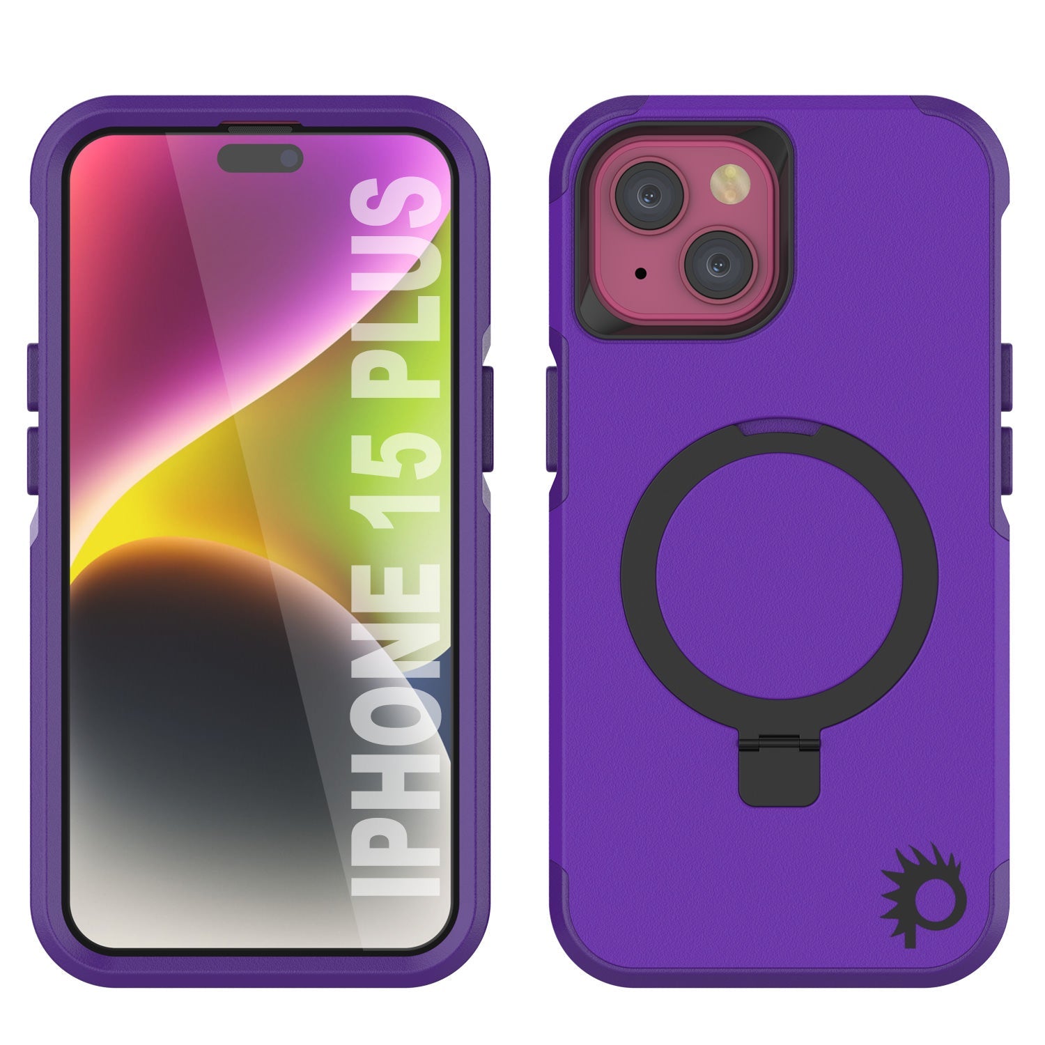 PunkCase iPhone 15 Plus Case, [Spartan 2.0 Series] Clear Rugged Heavy Duty Cover W/Built in Screen Protector [purple]