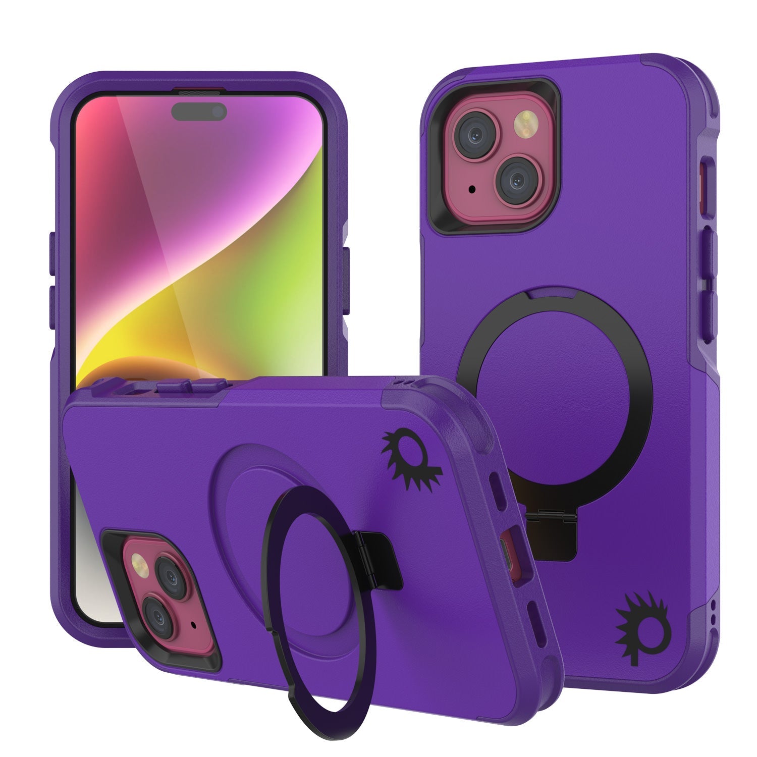 PunkCase iPhone 15 Plus Case, [Spartan 2.0 Series] Clear Rugged Heavy Duty Cover W/Built in Screen Protector [purple]