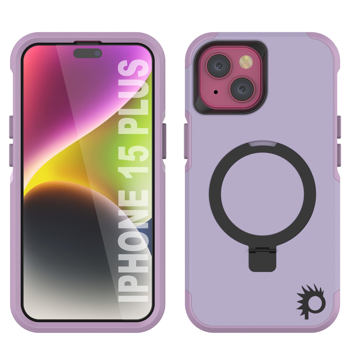 PunkCase iPhone 15 Plus Case, [Spartan 2.0 Series] Clear Rugged Heavy Duty Cover W/Built in Screen Protector [lilac]