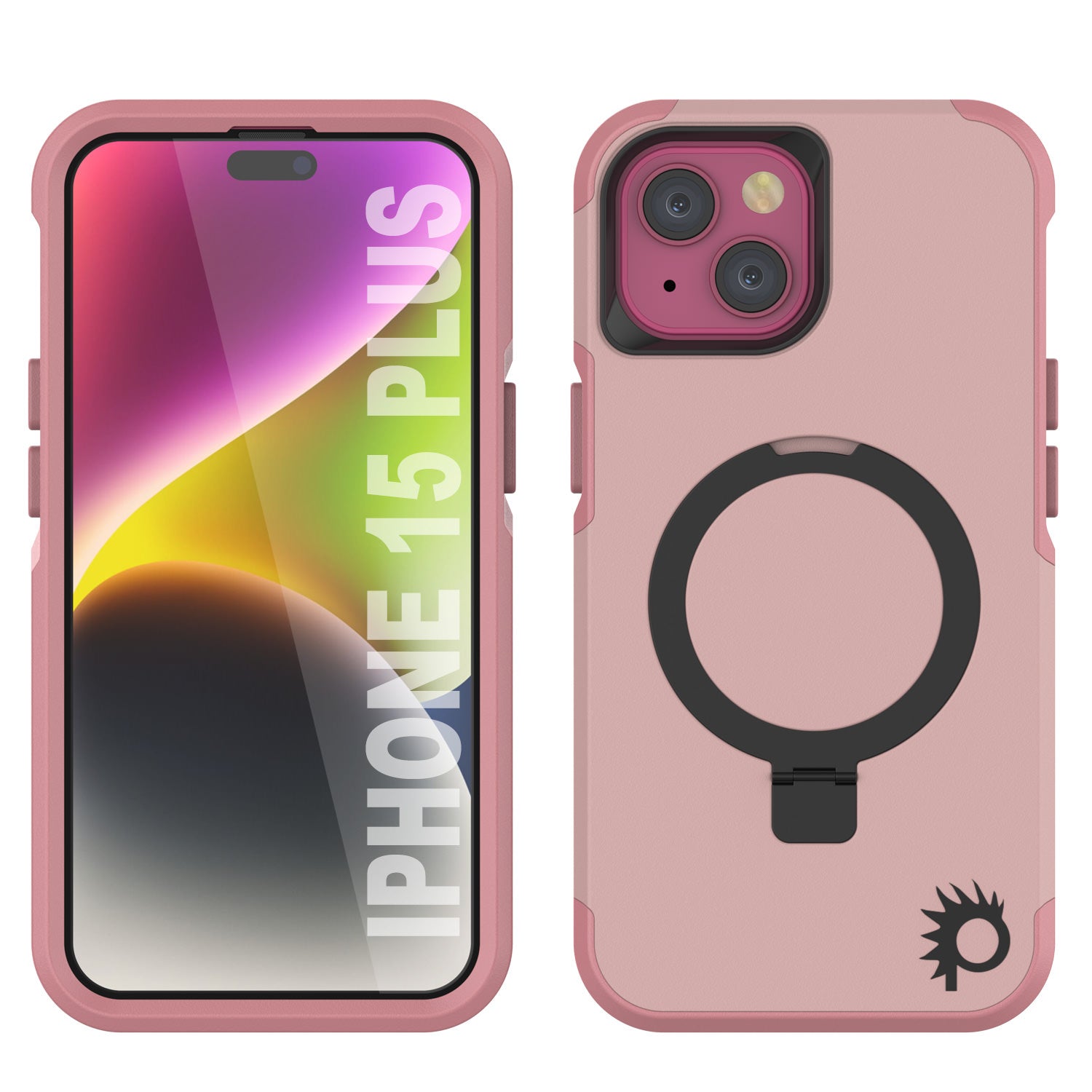 PunkCase iPhone 15 Plus Case, [Spartan 2.0 Series] Clear Rugged Heavy Duty Cover W/Built in Screen Protector [pink]