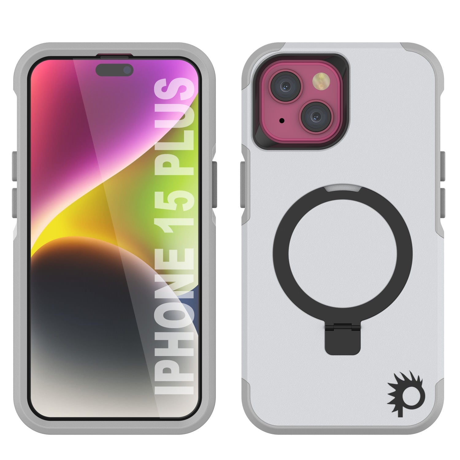 PunkCase iPhone 15 Plus Case, [Spartan 2.0 Series] Clear Rugged Heavy Duty Cover W/Built in Screen Protector [white]