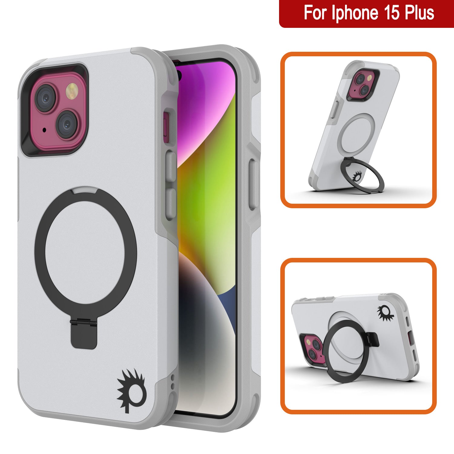 PunkCase iPhone 15 Plus Case, [Spartan 2.0 Series] Clear Rugged Heavy Duty Cover W/Built in Screen Protector [white]
