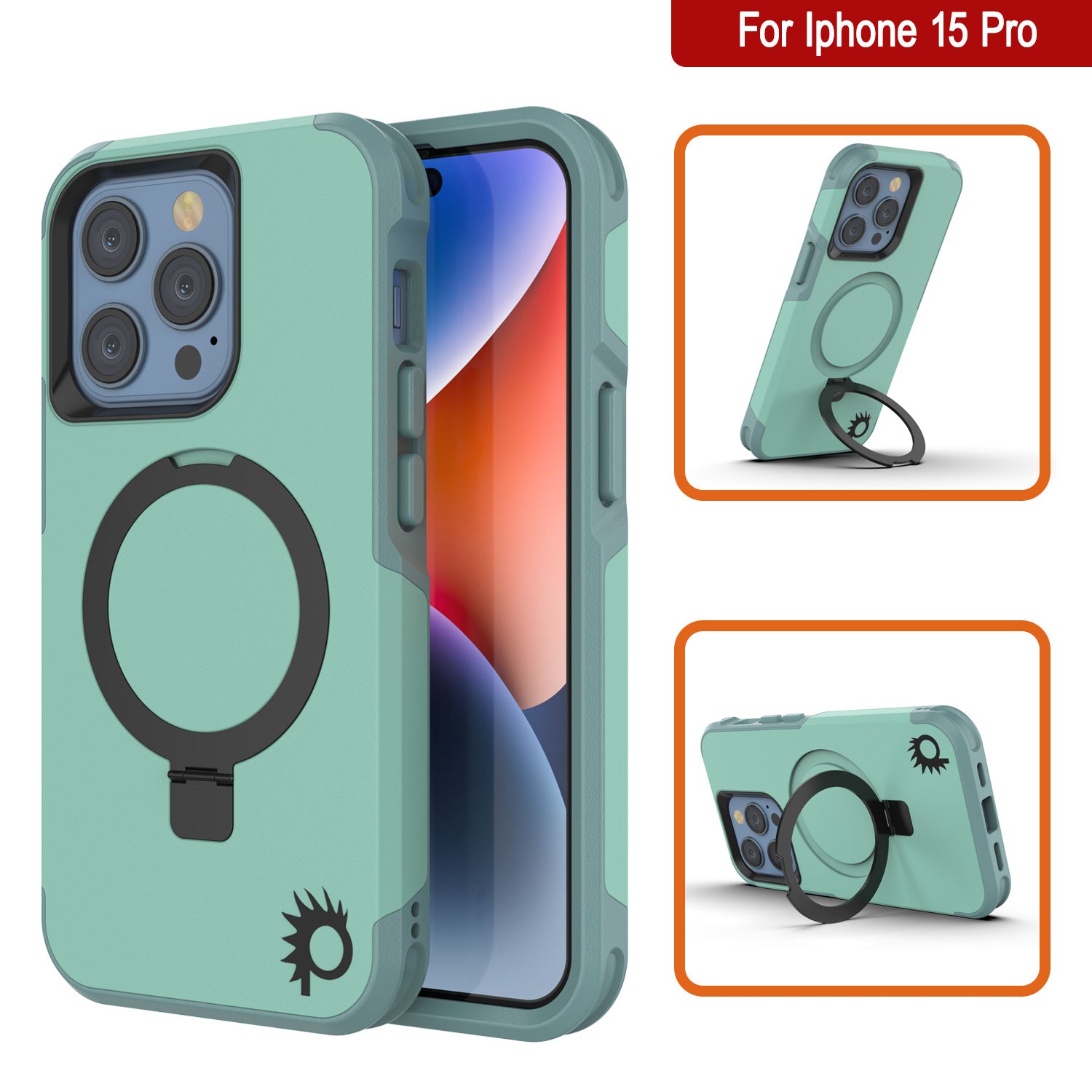 PunkCase iPhone 15 Pro Case, [Spartan 2.0 Series] Clear Rugged Heavy Duty Cover W/Built in Screen Protector [teal]