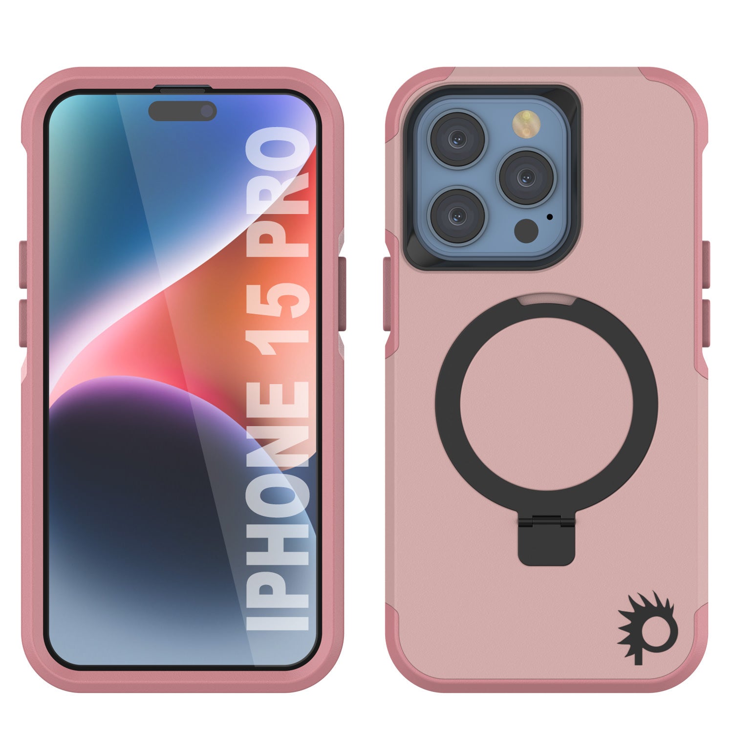 PunkCase iPhone 15 Pro Case, [Spartan 2.0 Series] Clear Rugged Heavy Duty Cover W/Built in Screen Protector [pink]