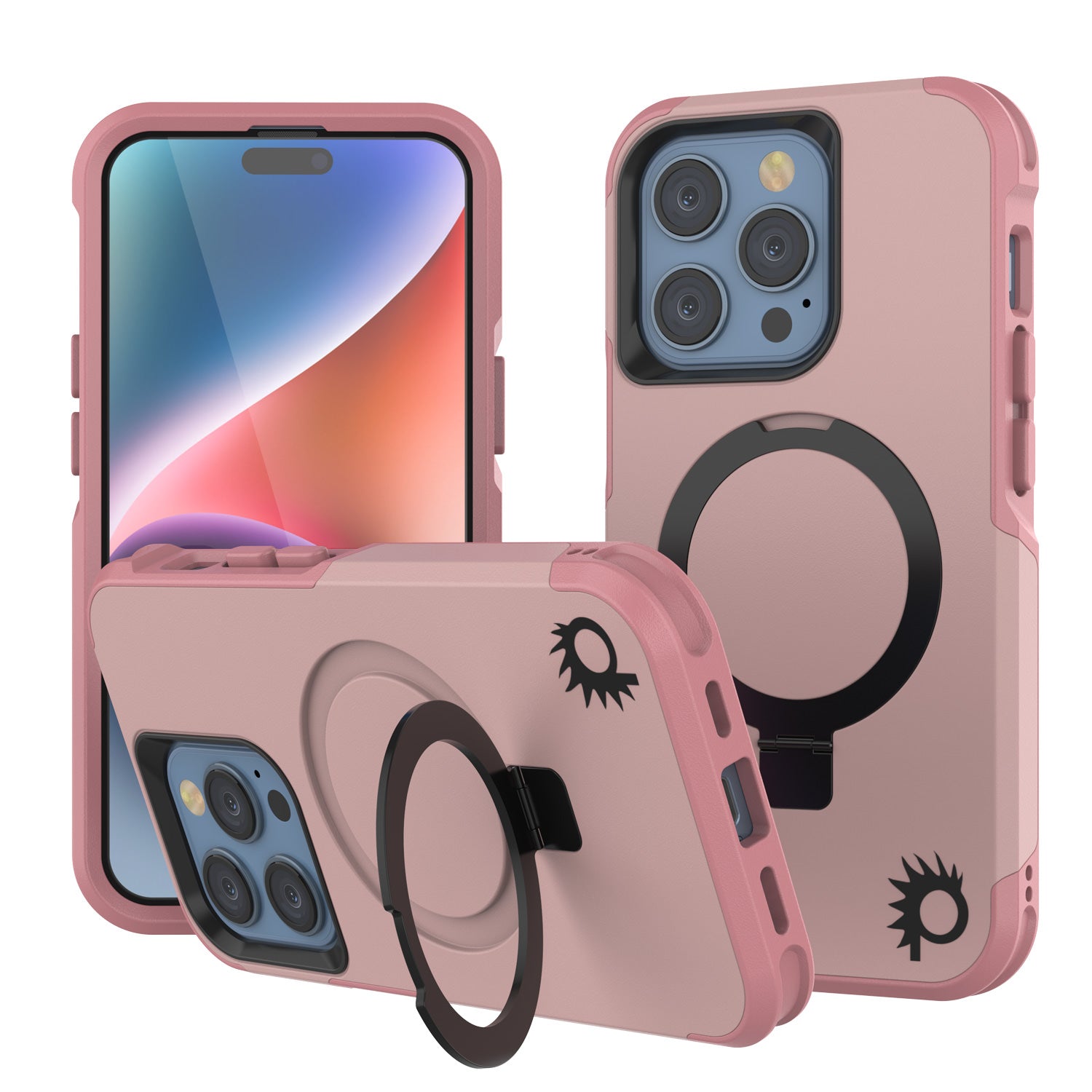 PunkCase iPhone 15 Pro Case, [Spartan 2.0 Series] Clear Rugged Heavy Duty Cover W/Built in Screen Protector [pink]