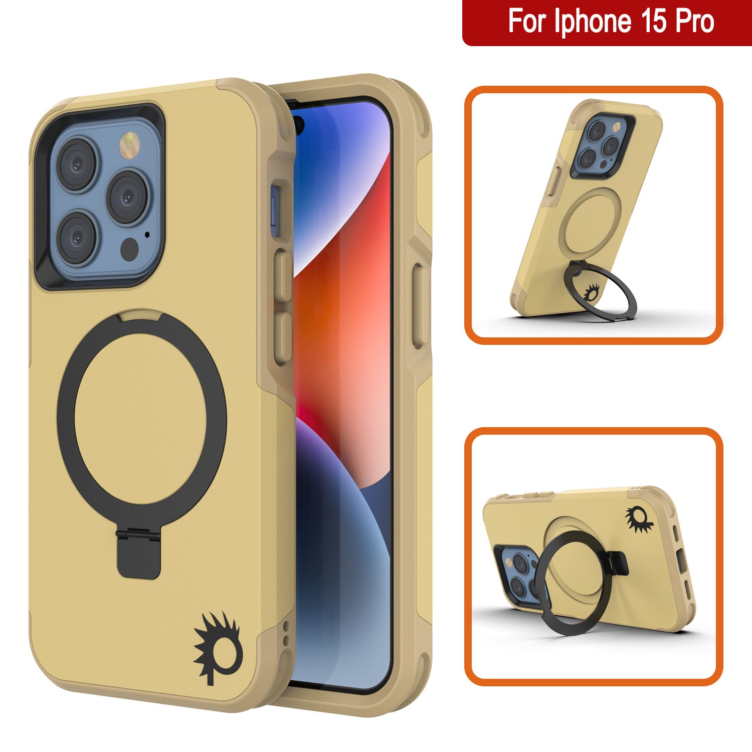 PunkCase iPhone 15 Pro Case, [Spartan 2.0 Series] Clear Rugged Heavy Duty Cover W/Built in Screen Protector [yellow]