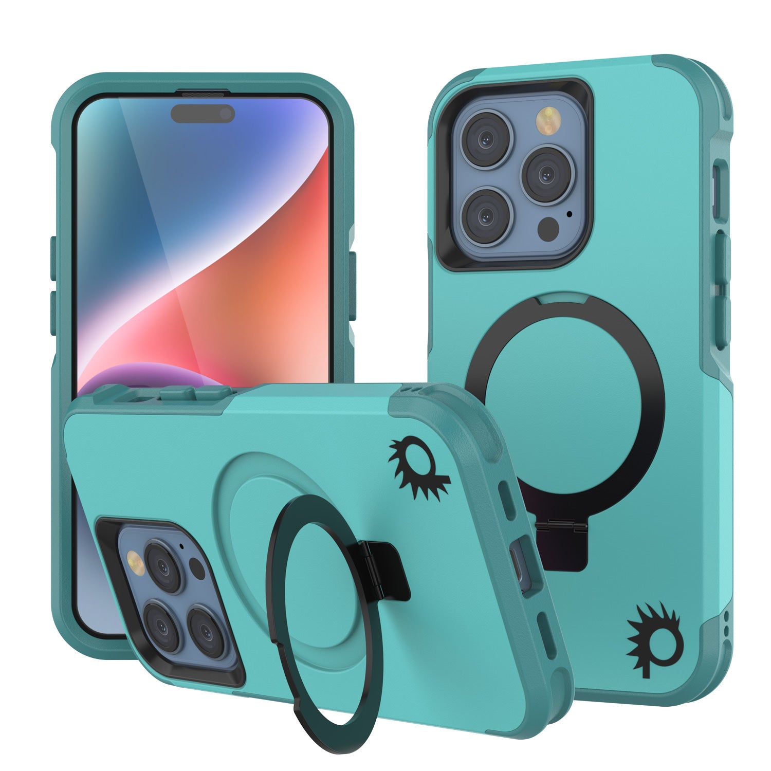 PunkCase iPhone 15 Pro Case, [Spartan 2.0 Series] Clear Rugged Heavy Duty Cover W/Built in Screen Protector [Blue]