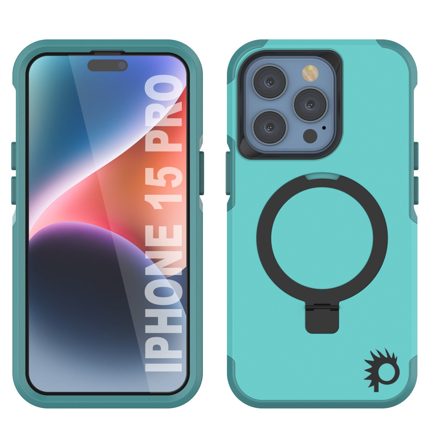 PunkCase iPhone 15 Pro Case, [Spartan 2.0 Series] Clear Rugged Heavy Duty Cover W/Built in Screen Protector [Blue]