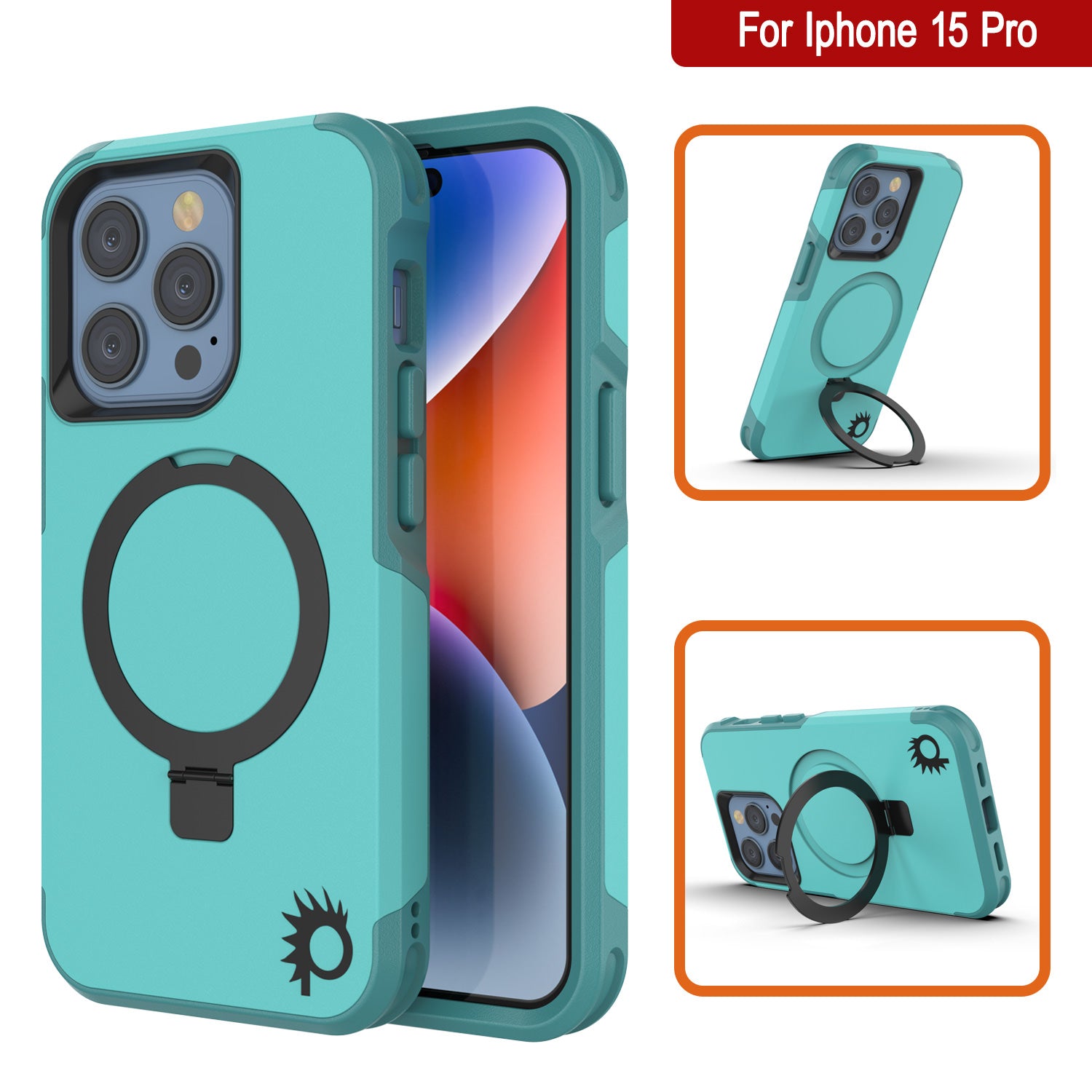 PunkCase iPhone 15 Pro Case, [Spartan 2.0 Series] Clear Rugged Heavy Duty Cover W/Built in Screen Protector [Blue]