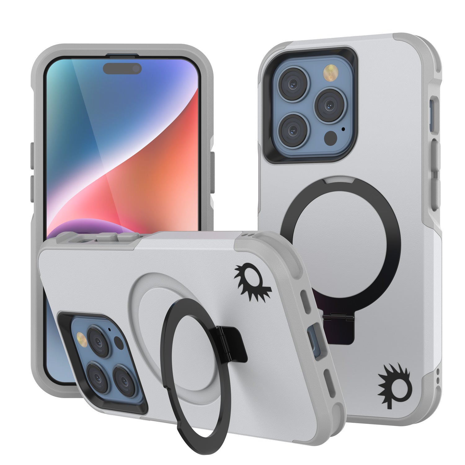 PunkCase iPhone 15 Pro Case, [Spartan 2.0 Series] Clear Rugged Heavy Duty Cover W/Built in Screen Protector [white]